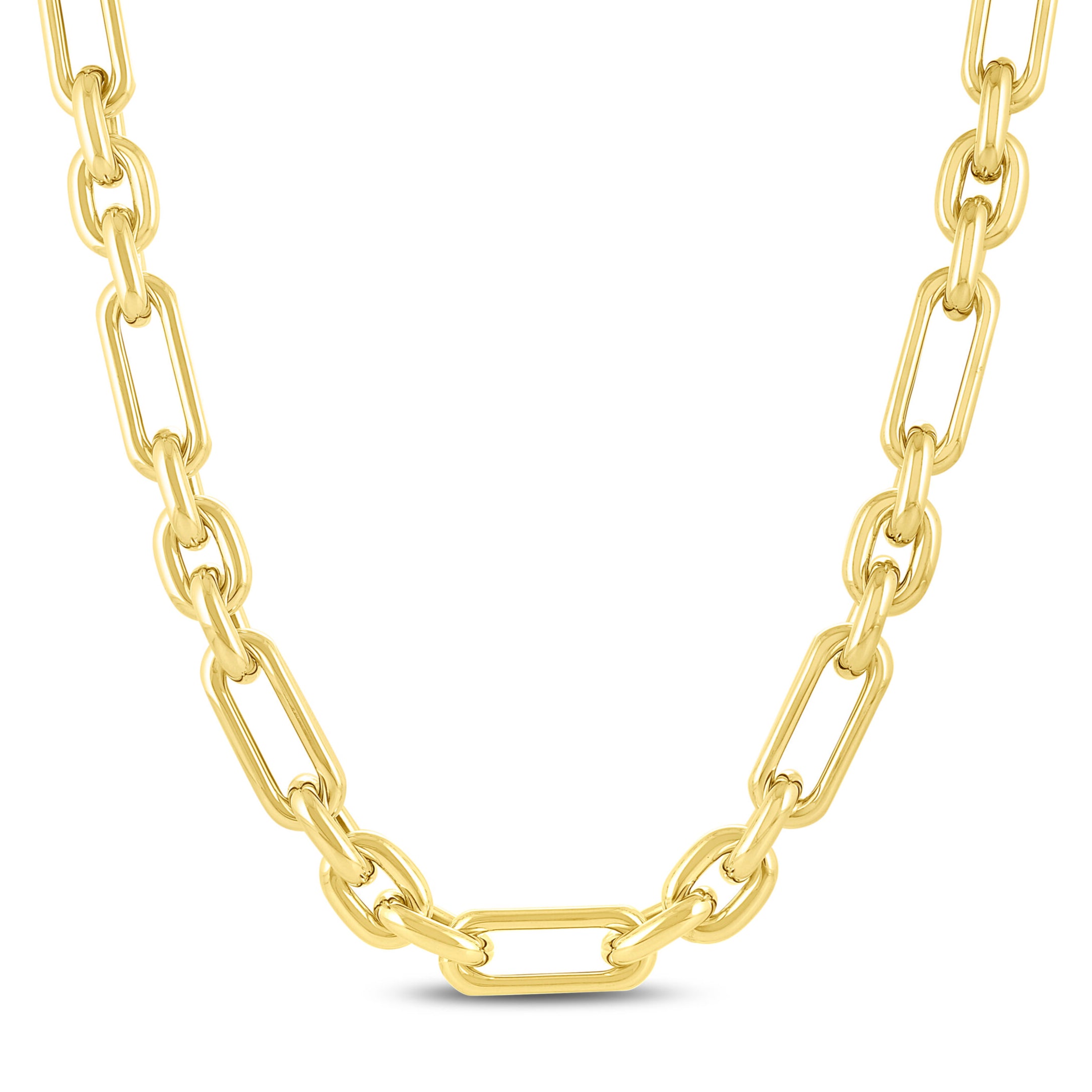 14K Gold Chunky Paperclip And Oval Link Necklace
