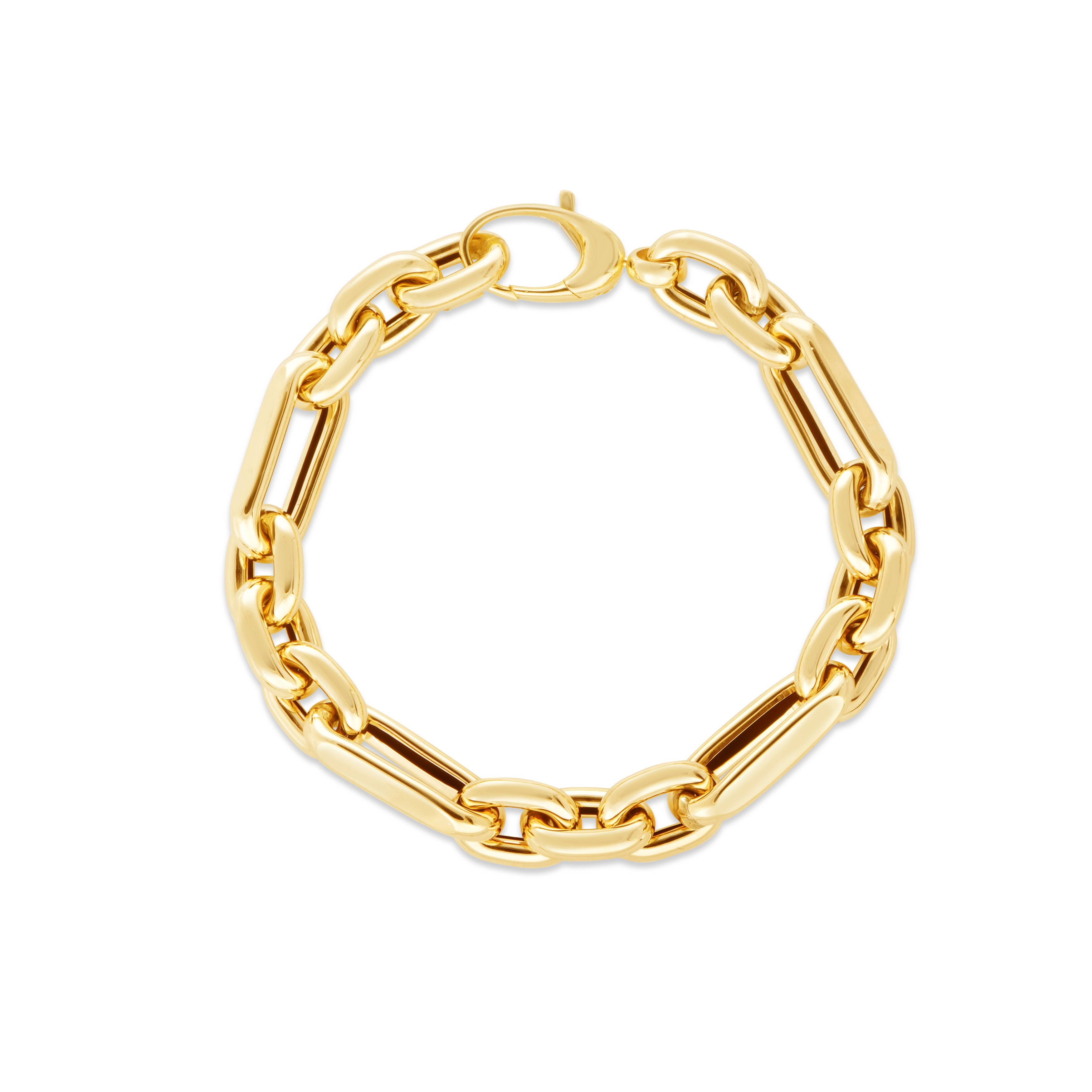 14K Gold Chunky Paperclip And Oval Link Bracelet