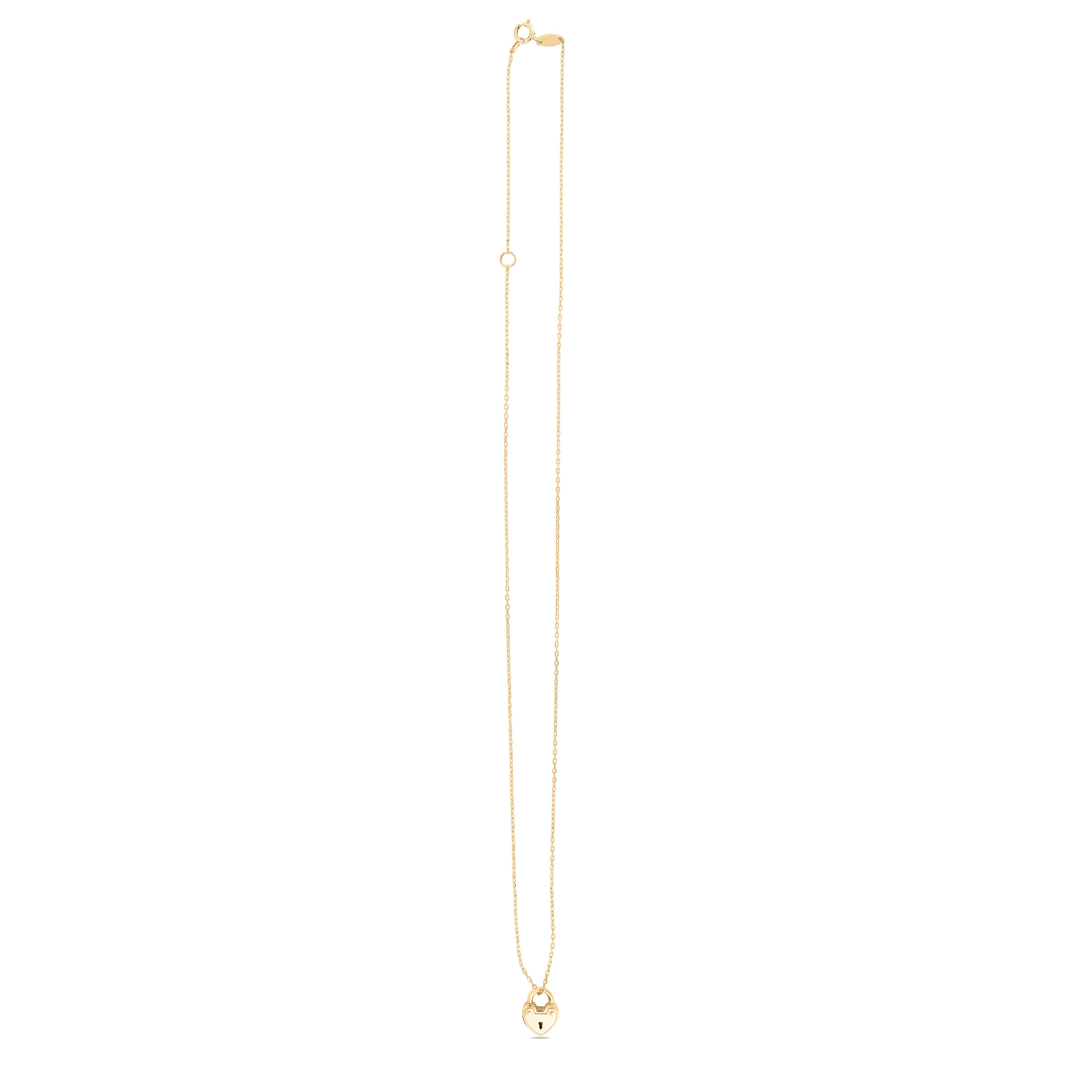 14K Gold Heart Padlock Pendant Necklace