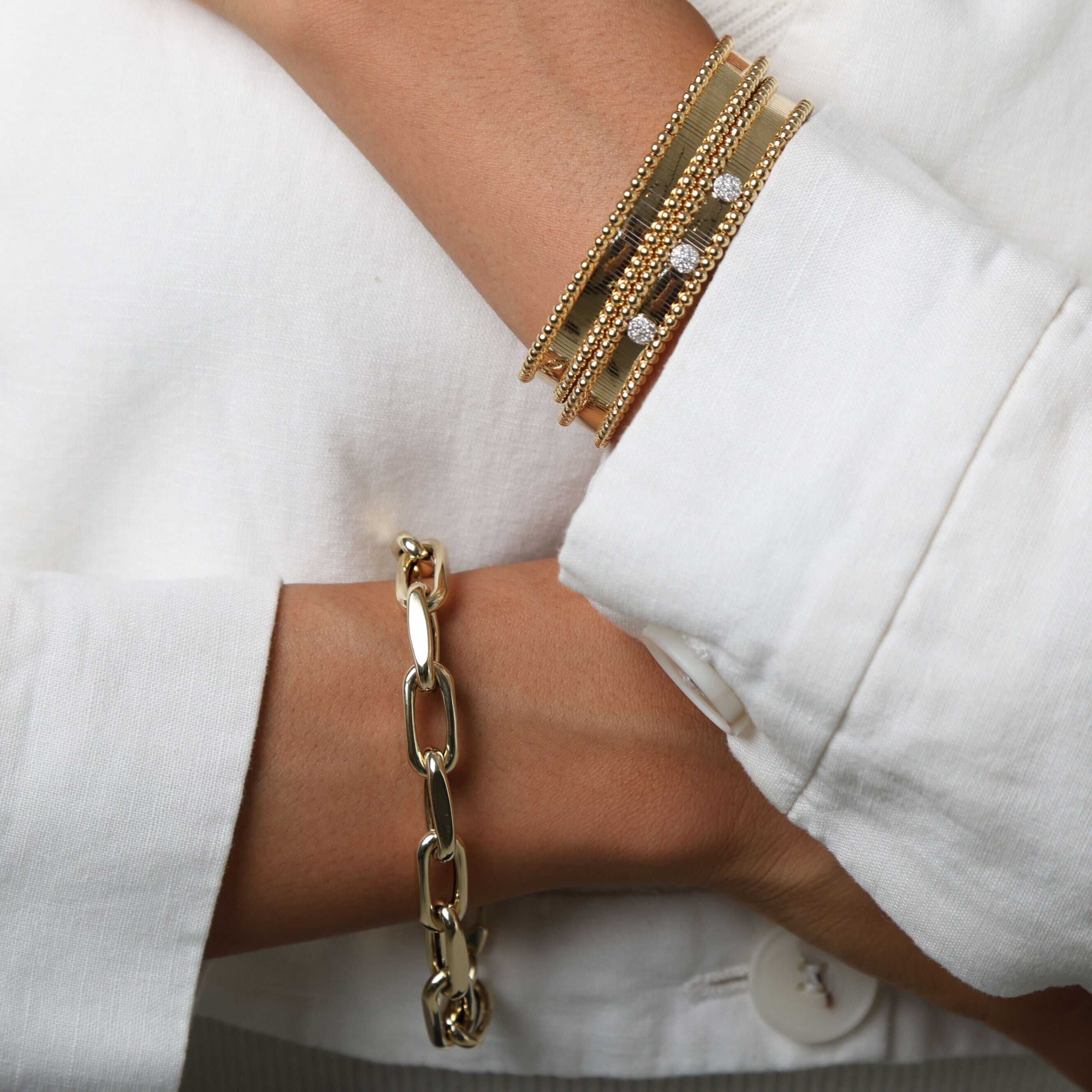 14K Yellow Gold Chunky 9mm Faceted Cable Link Chain Bracelet – Bold, Durable and Secure Lobster Claw Closure