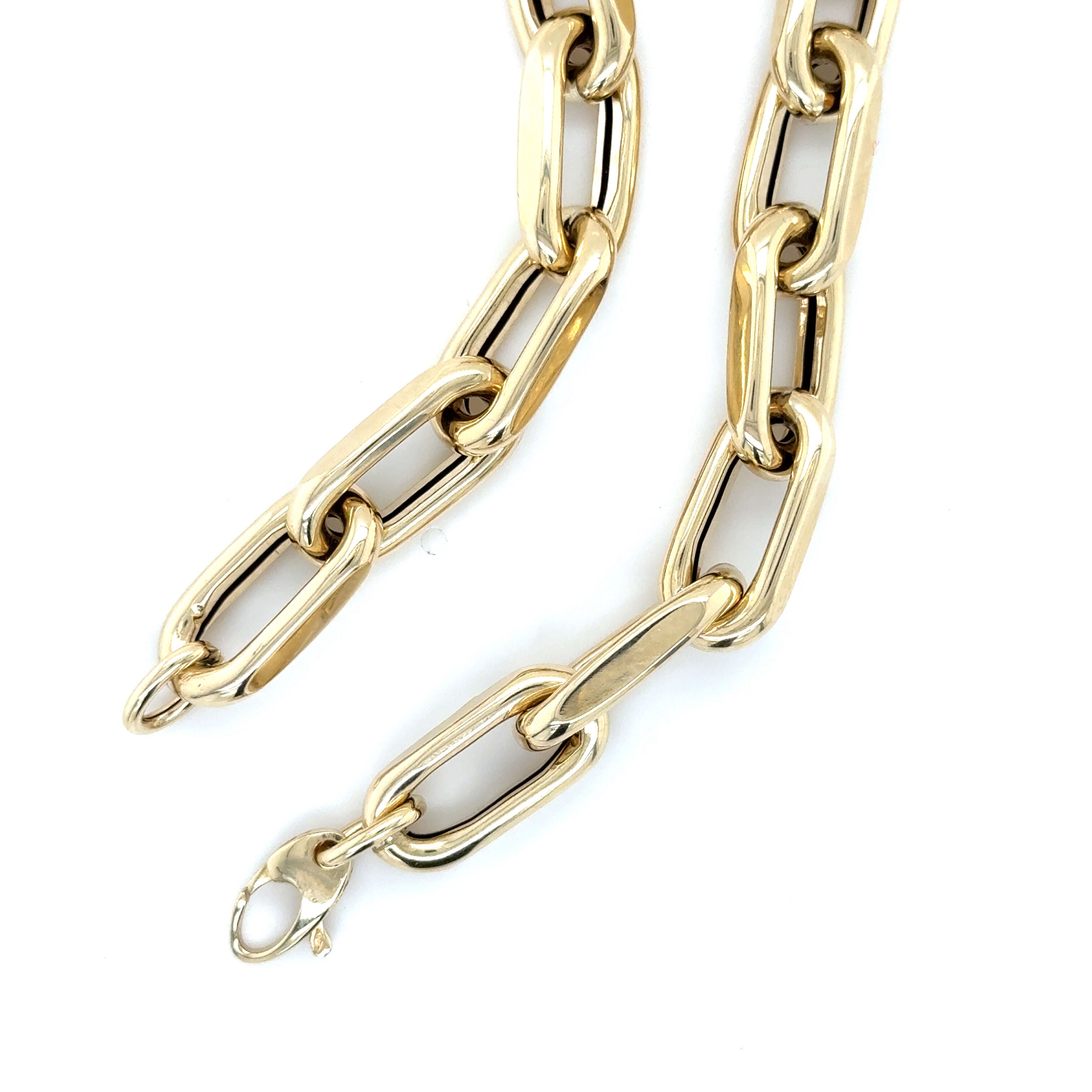 14K Gold 9mm Faceted Cable Necklace: 18" Chunky Links
