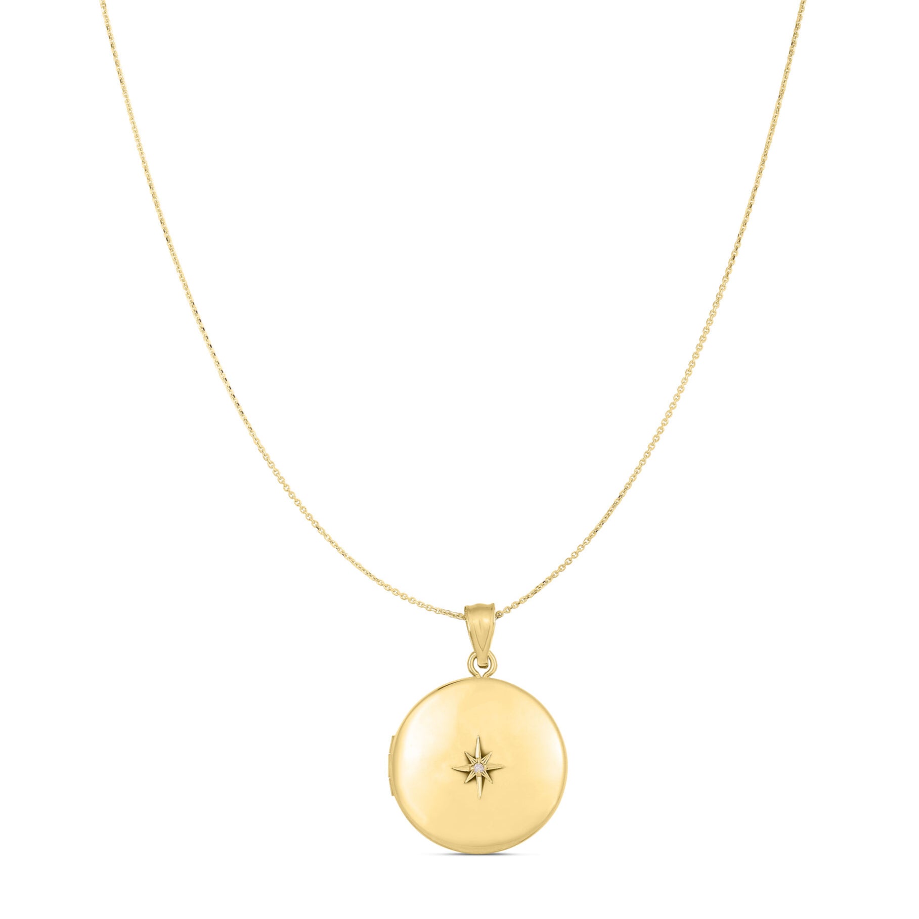 14K Gold And Diamond Locket Necklace