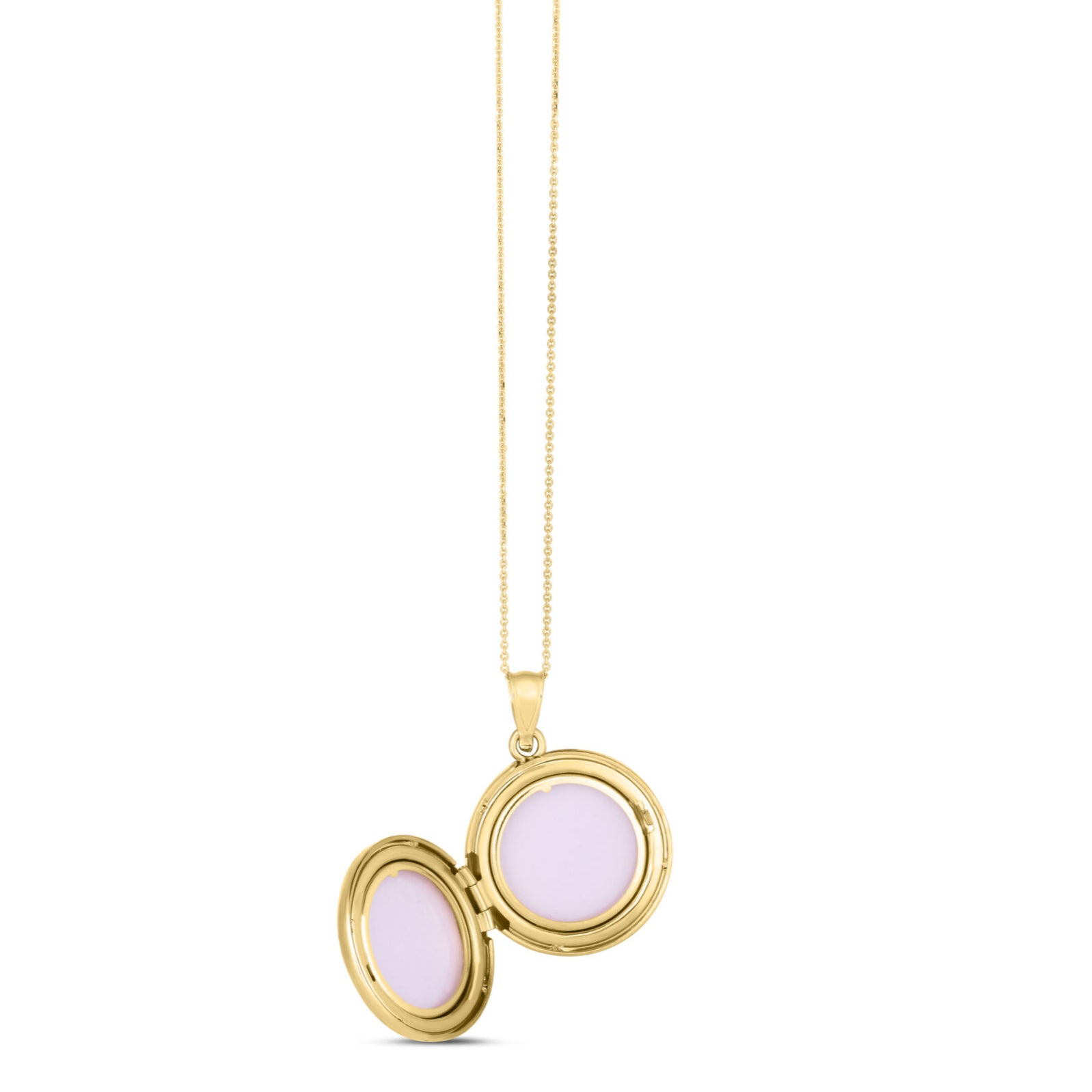 14K Gold And Diamond Round Locket Necklace