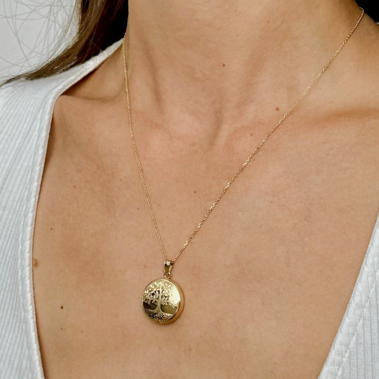 14K Gold Tree Of Life Locket Necklace