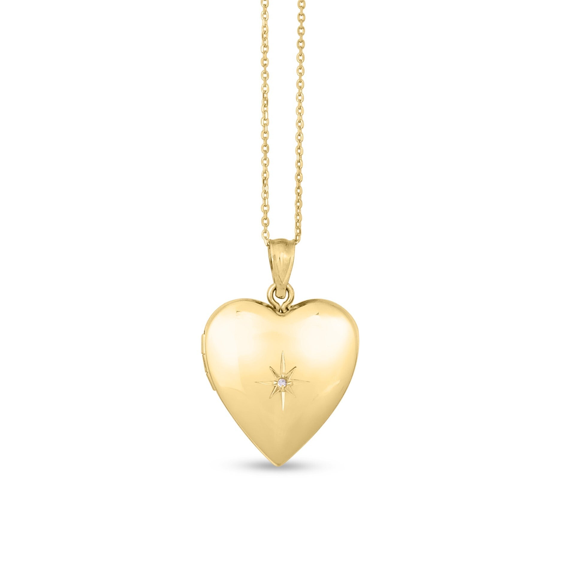 14K Gold And Diamond Heart Locket Necklace