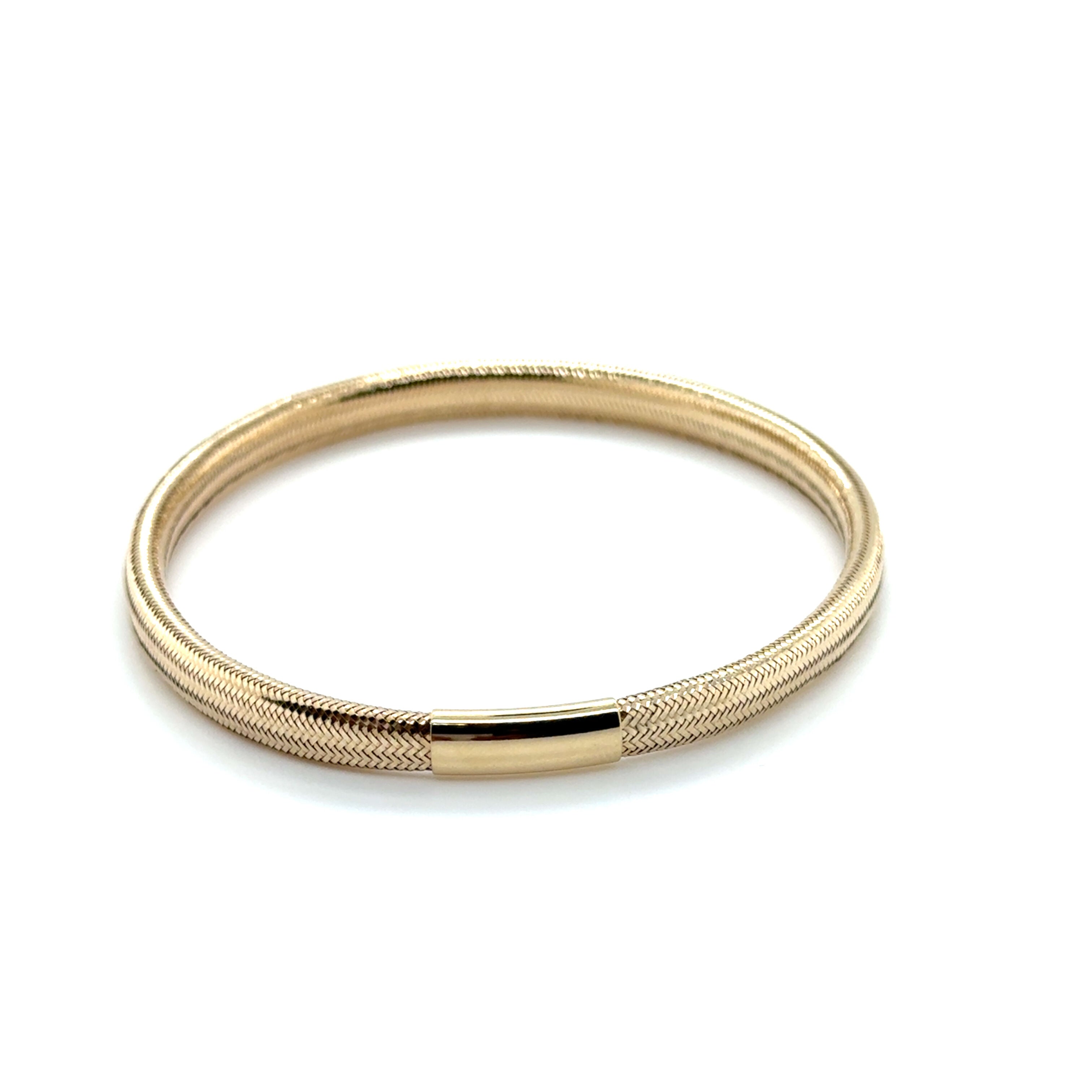Gold bracelet designed with fine mesh texture and durable shine