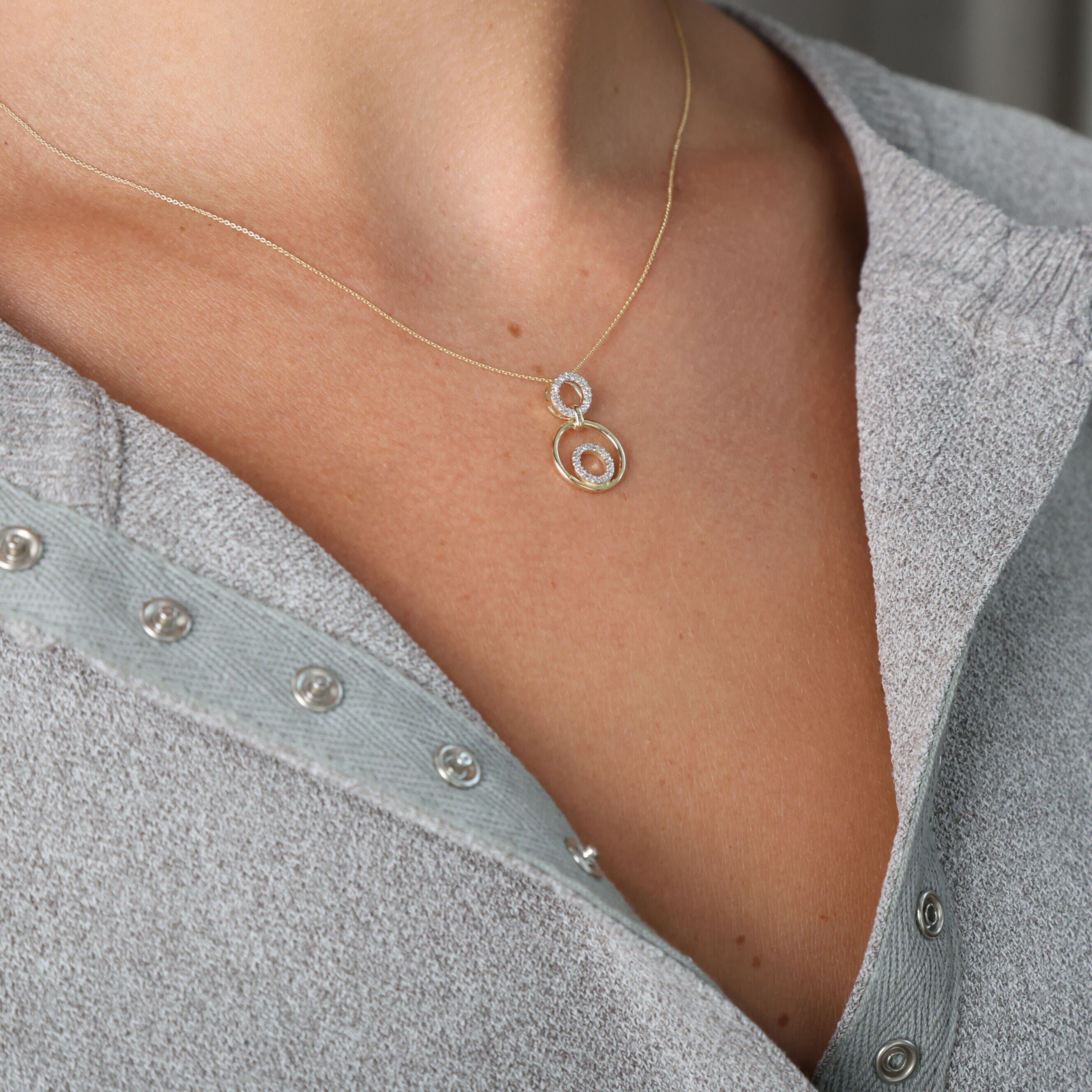 Diamond Trio Circle Earrings In 14K Gold