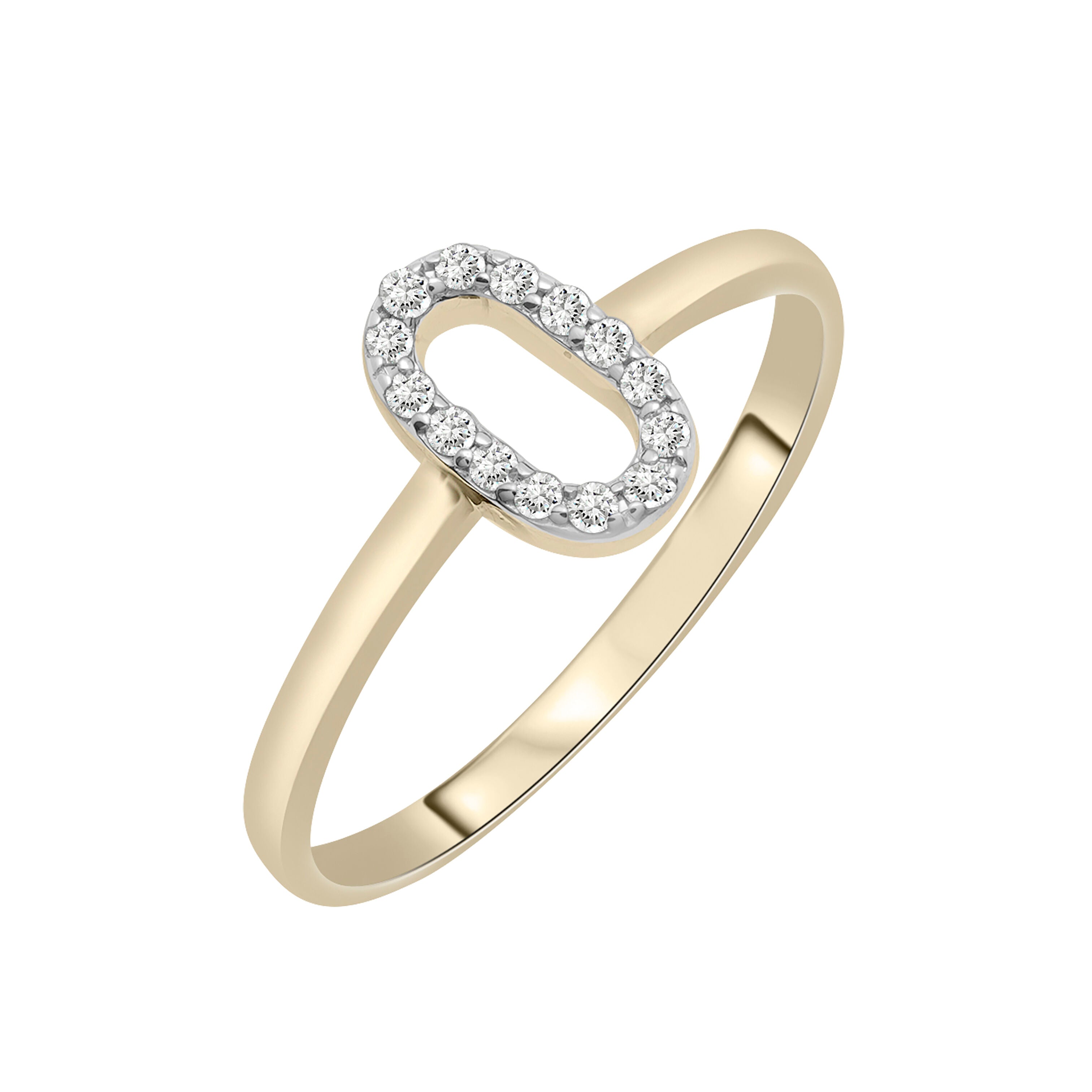 14K Gold Open Oval Diamond Ring