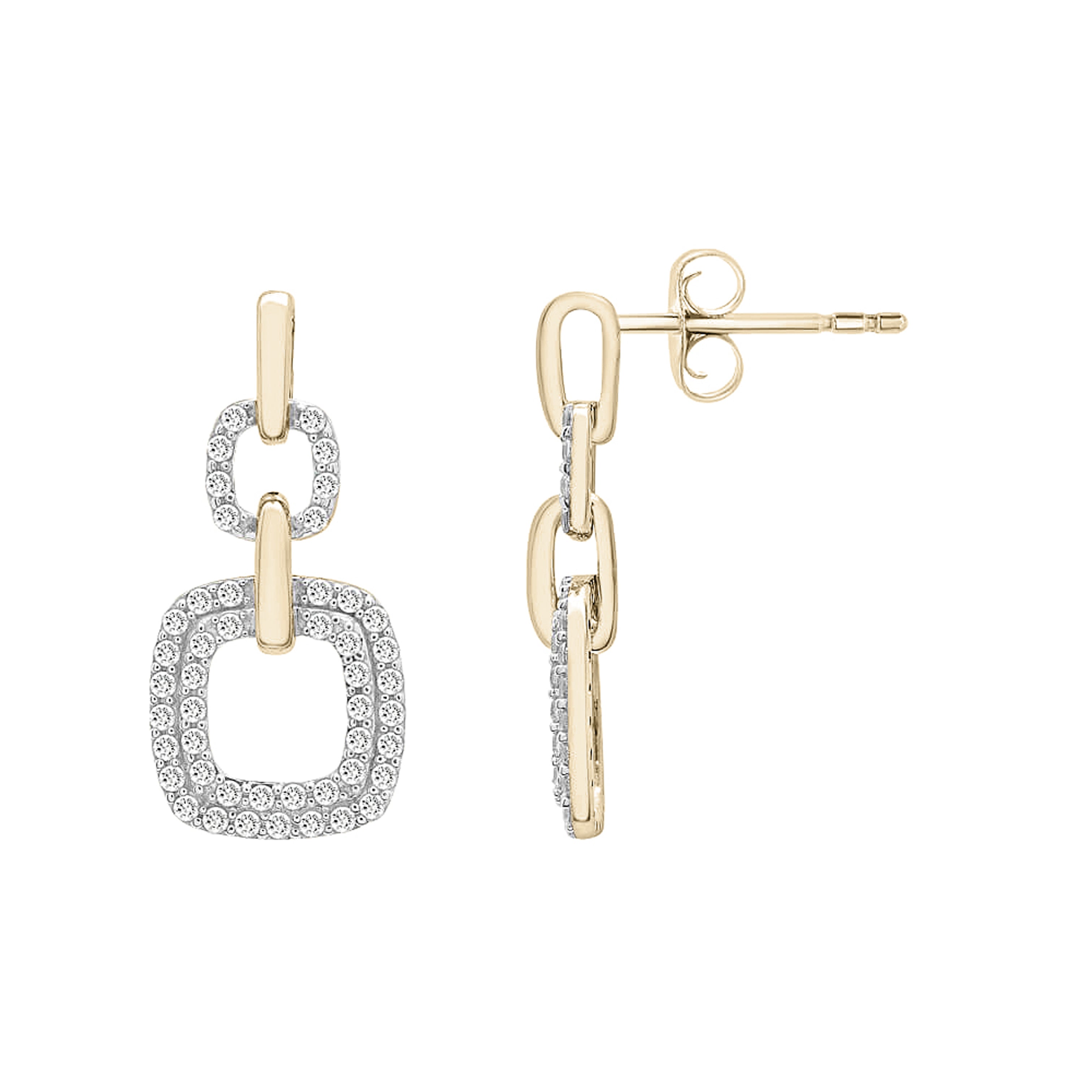 Diamond Duo Cushion Pendant Necklace In 14K Gold