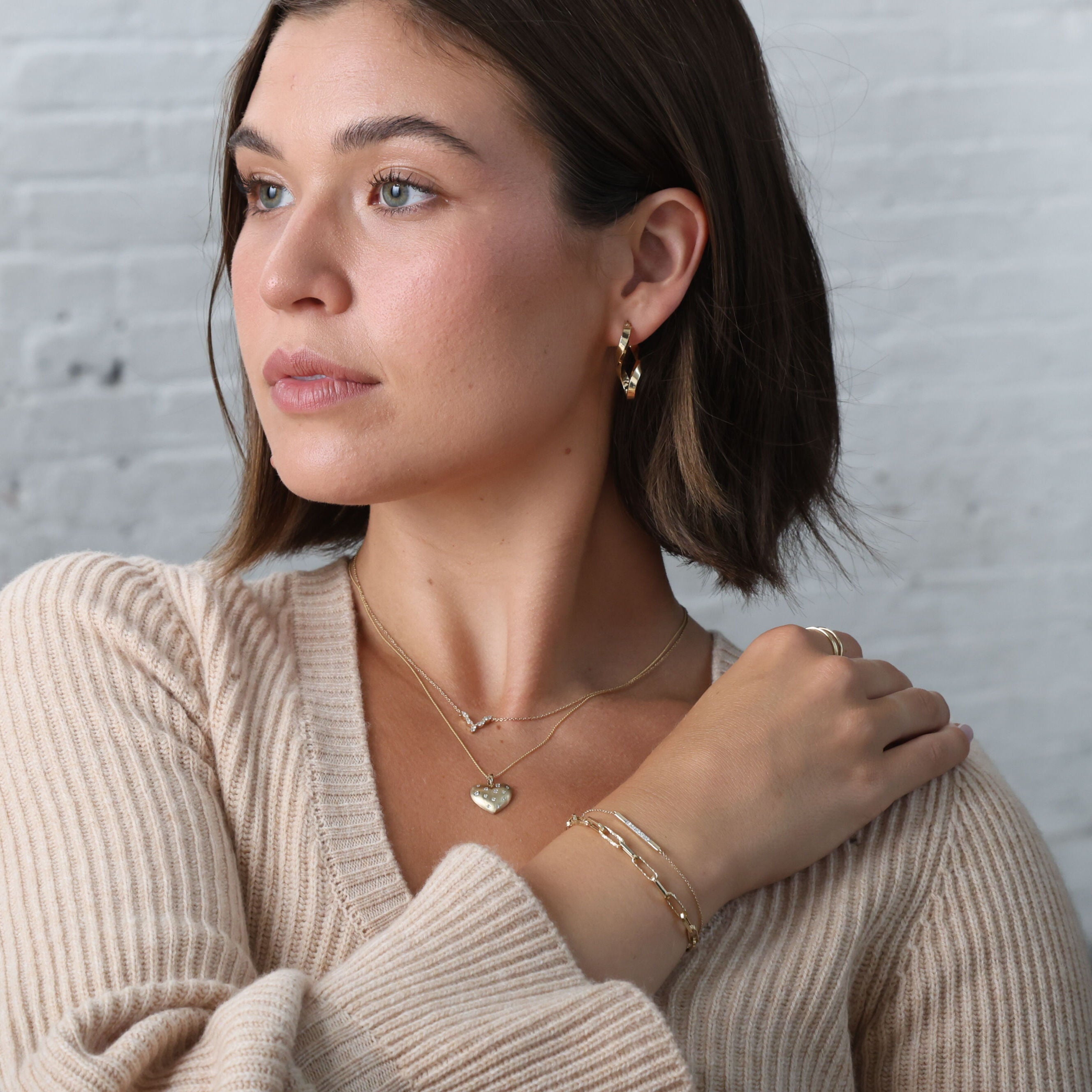 Diamond Puffed Heart Pendant Necklace In 14K Gold