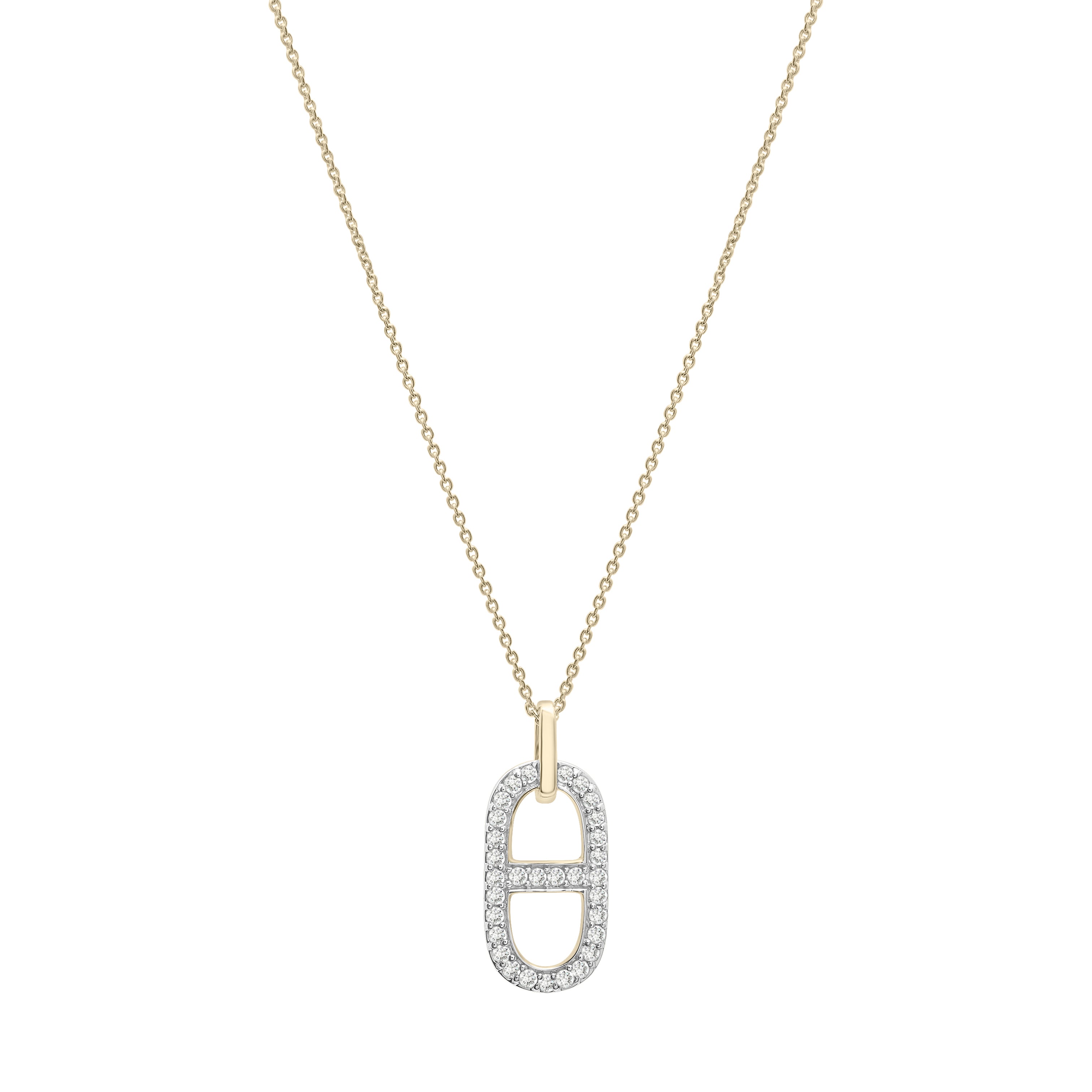 14K Gold Diamond Anchor Link Pendant Necklace