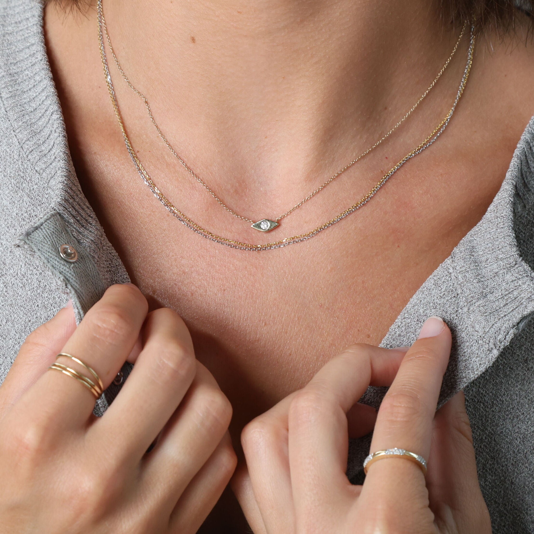 14K Gold Diamond Rhombus Necklace