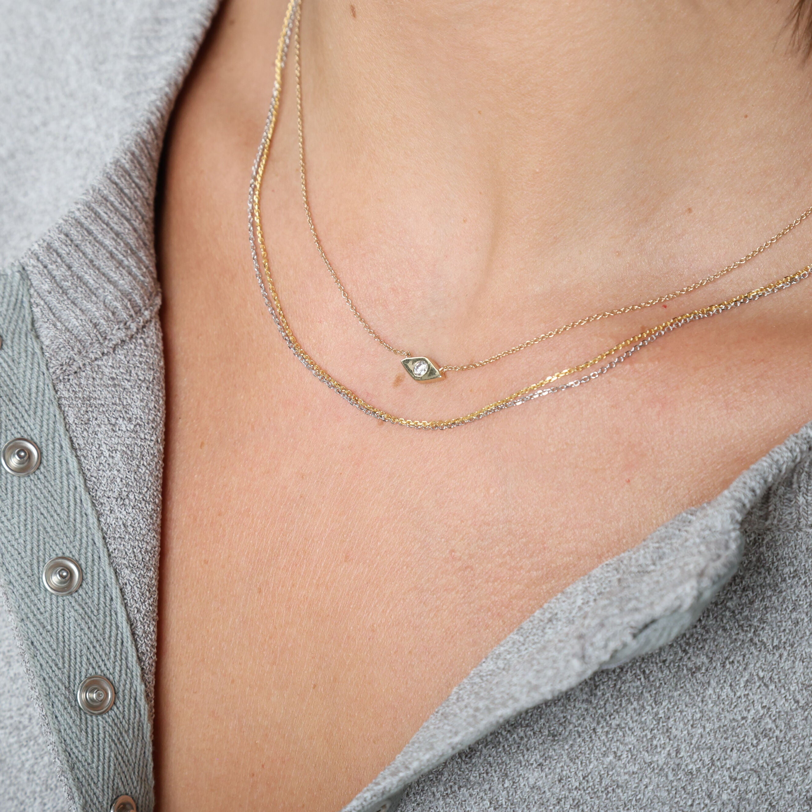 Diamond Rhombus Necklace In 14K Gold