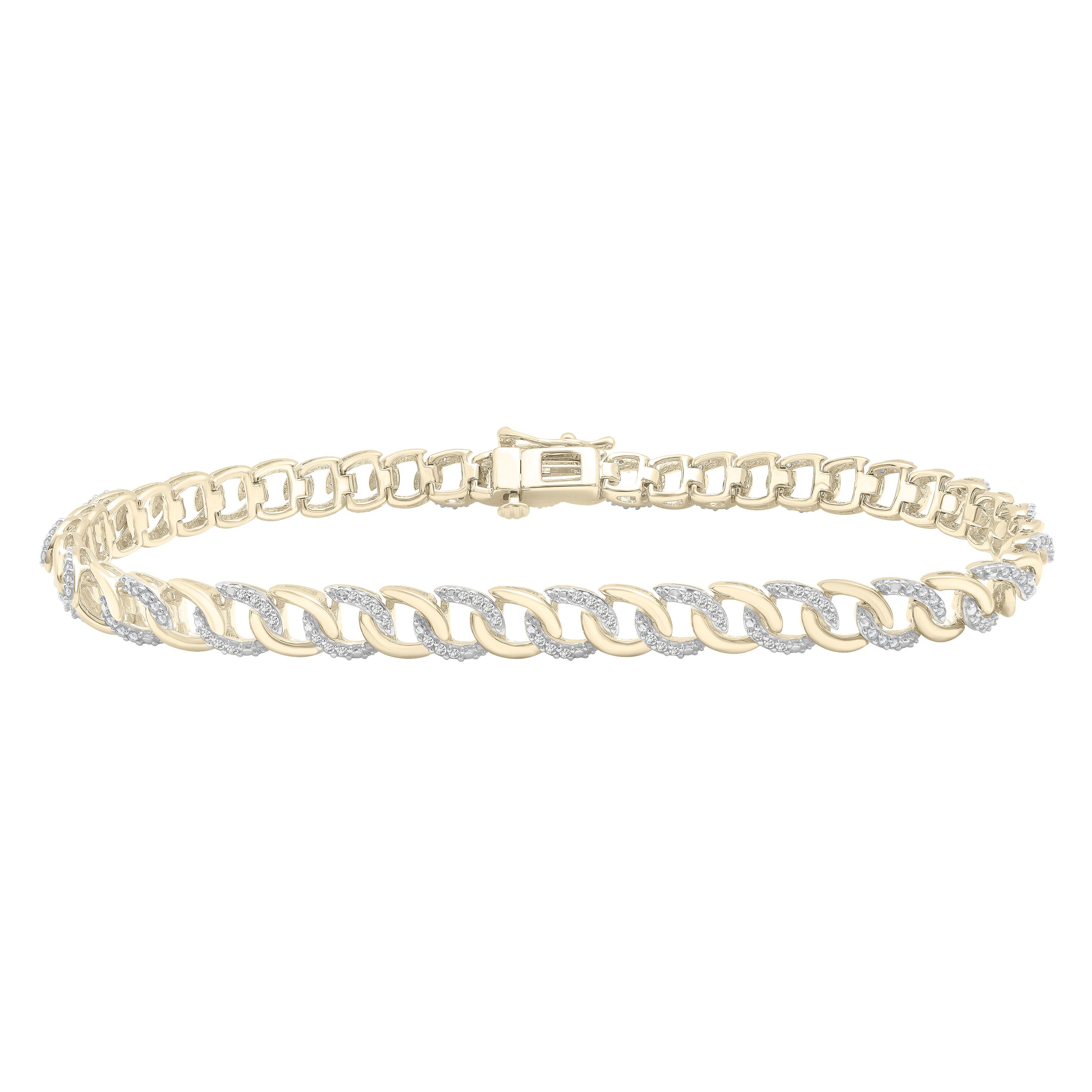 14K Yellow Gold Diamond Pave Curb Link Bracelet – Elegant, Sparkling, Timeless
