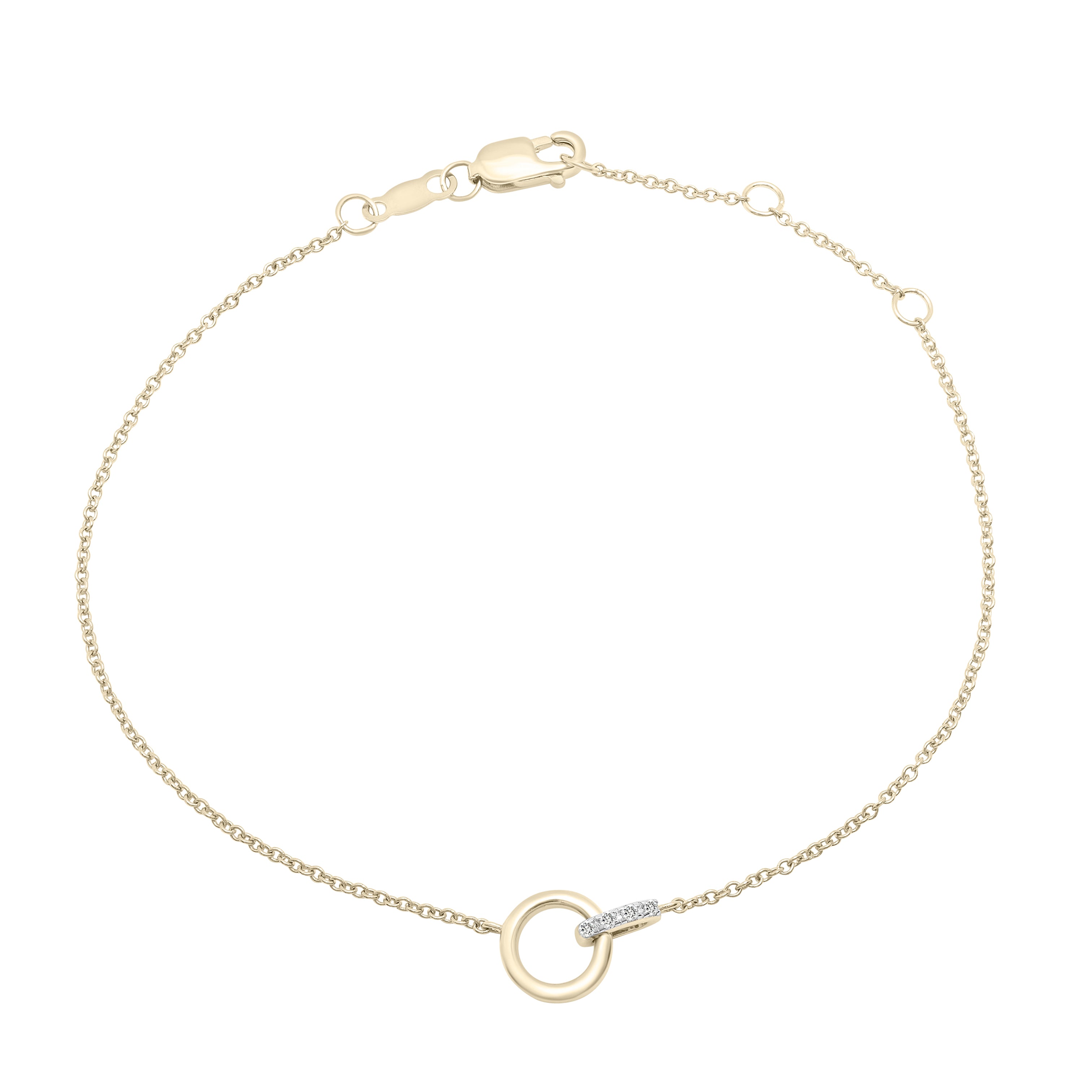14K Yellow Gold Dainty Diamond Interlocking Link Bracelet
