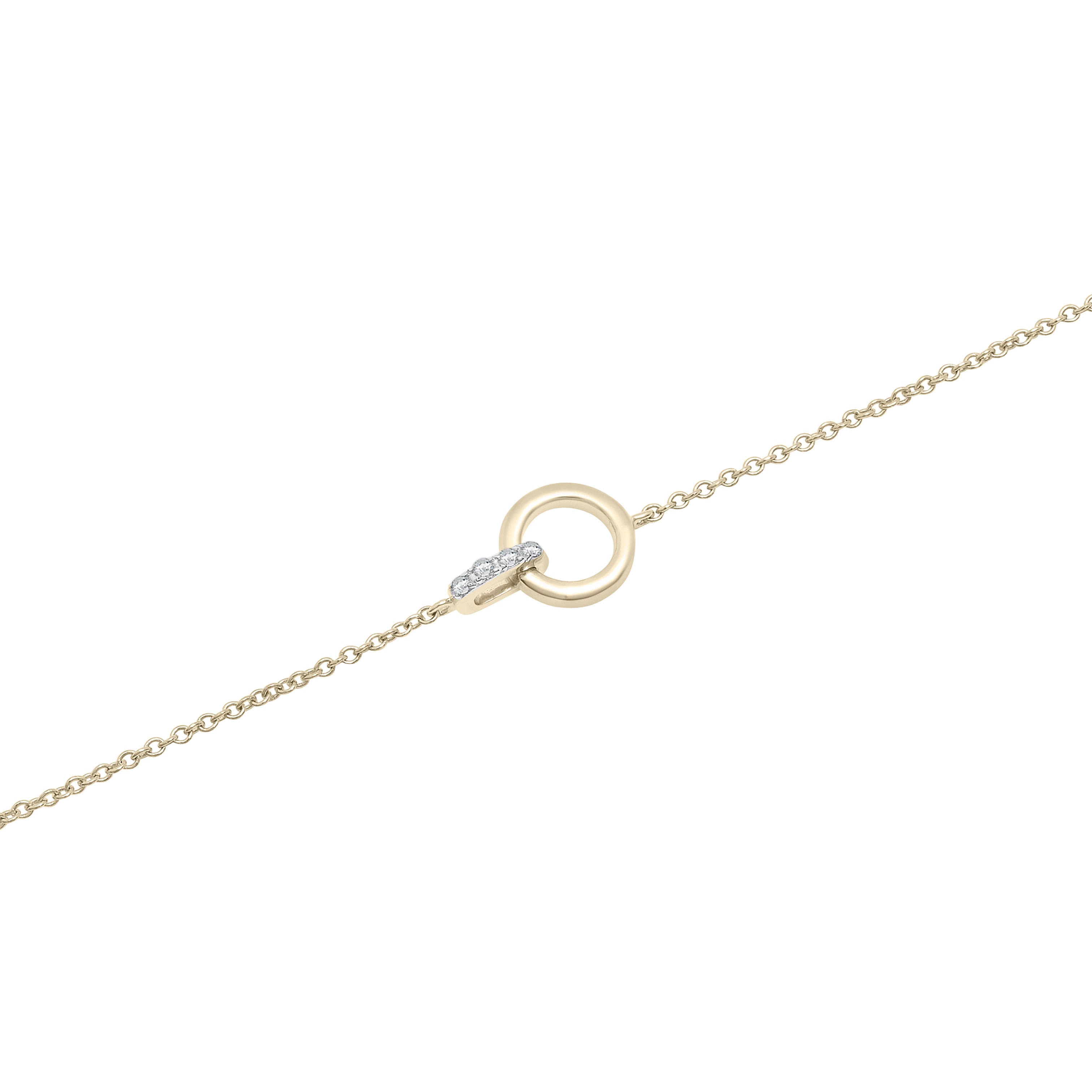 14K Yellow Gold Dainty Diamond Interlocking Link Bracelet