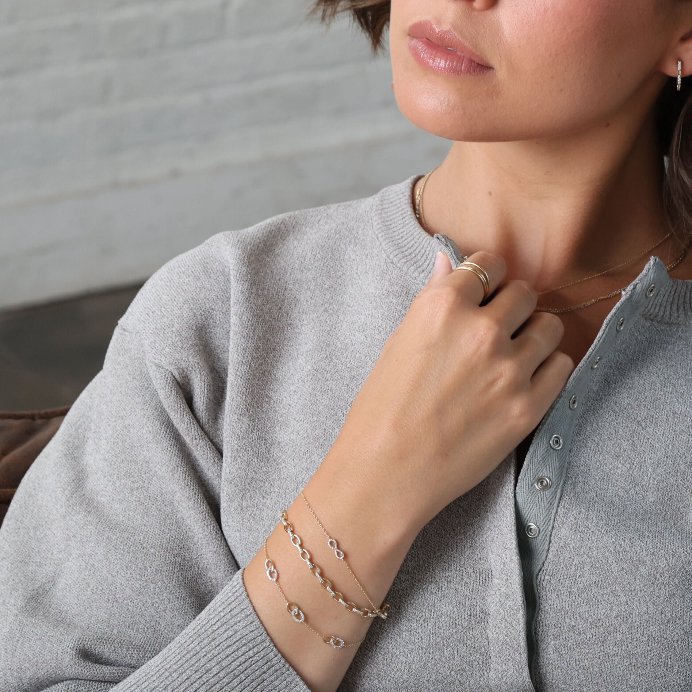 14K Yellow Gold Diamond Infinity Chain Bracelet