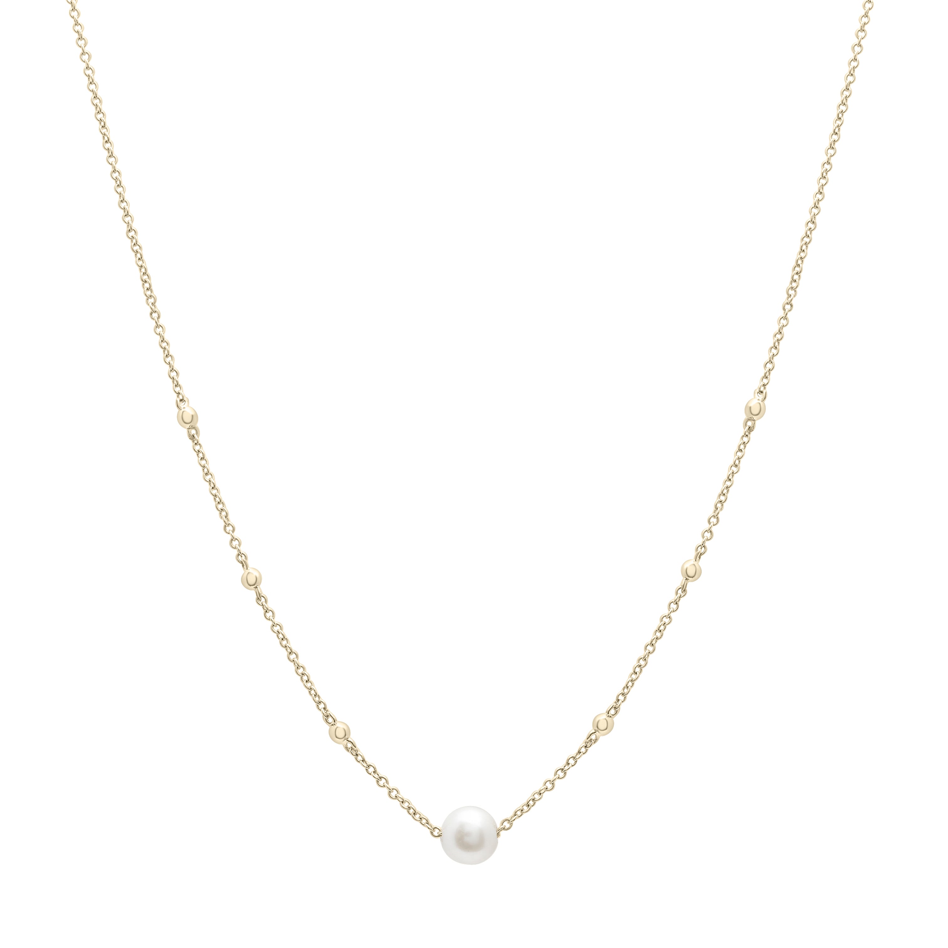 Pearl Solitaire Necklace In 14K Gold