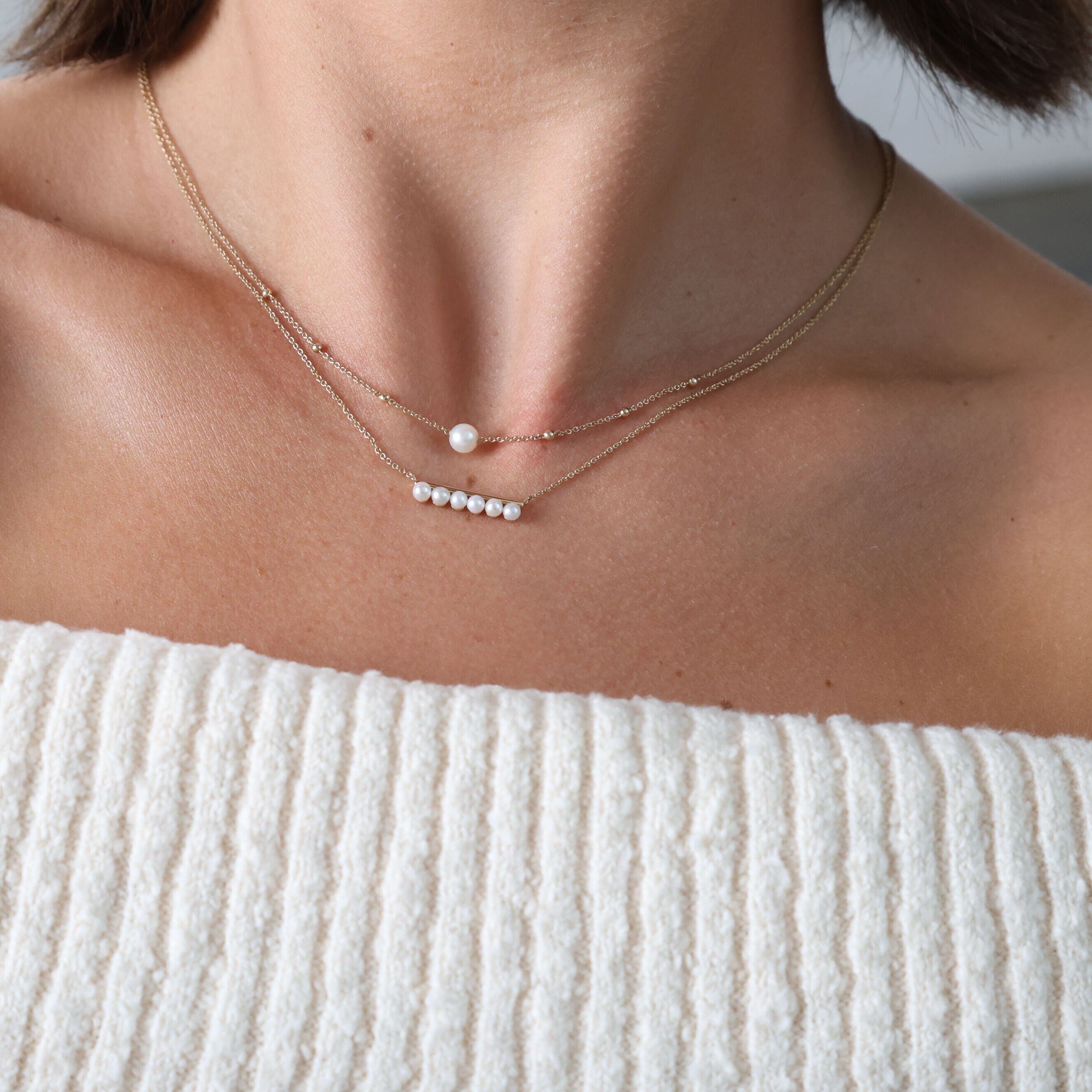 Pearl Solitaire Necklace In 14K Gold