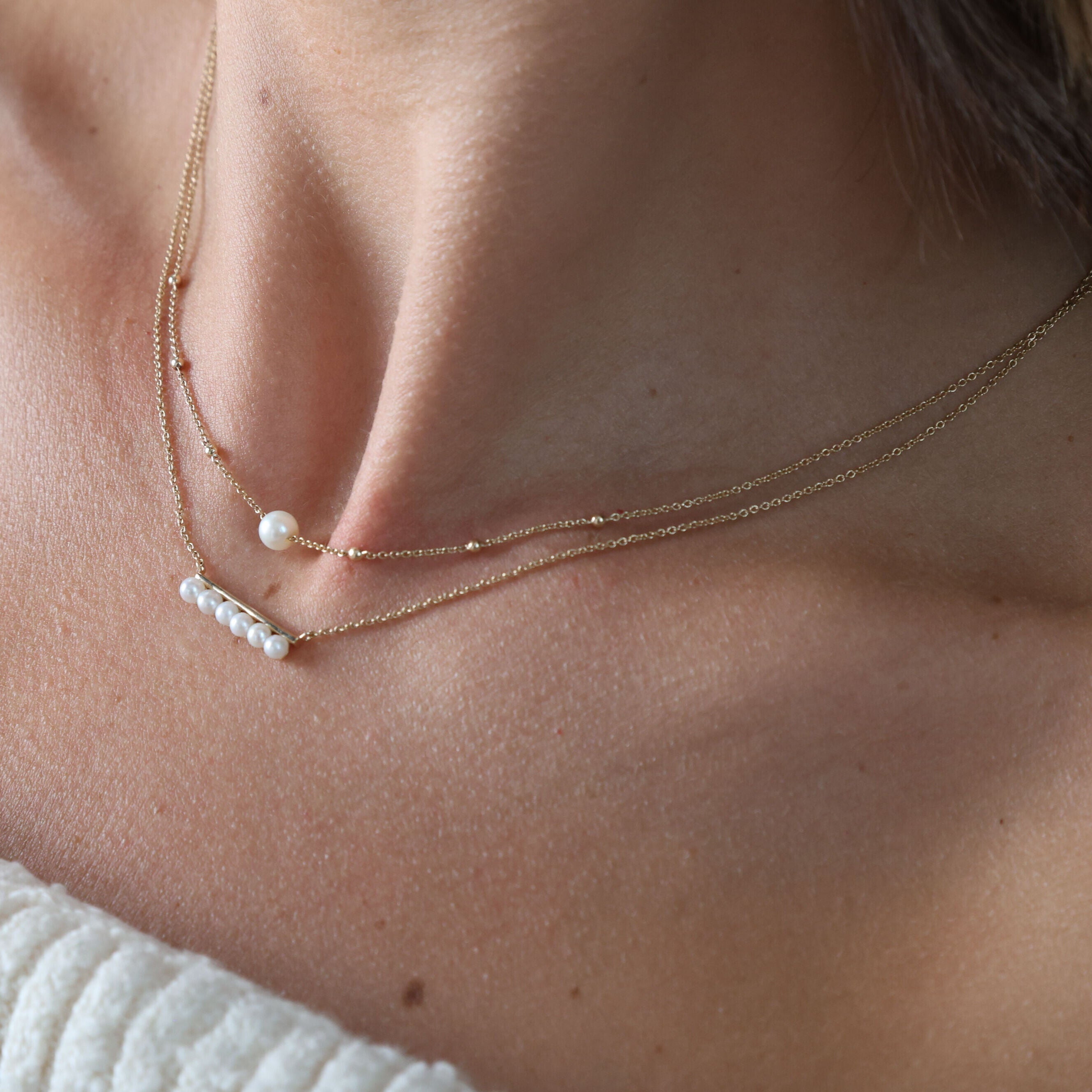 Pearl Solitaire Necklace In 14K Gold