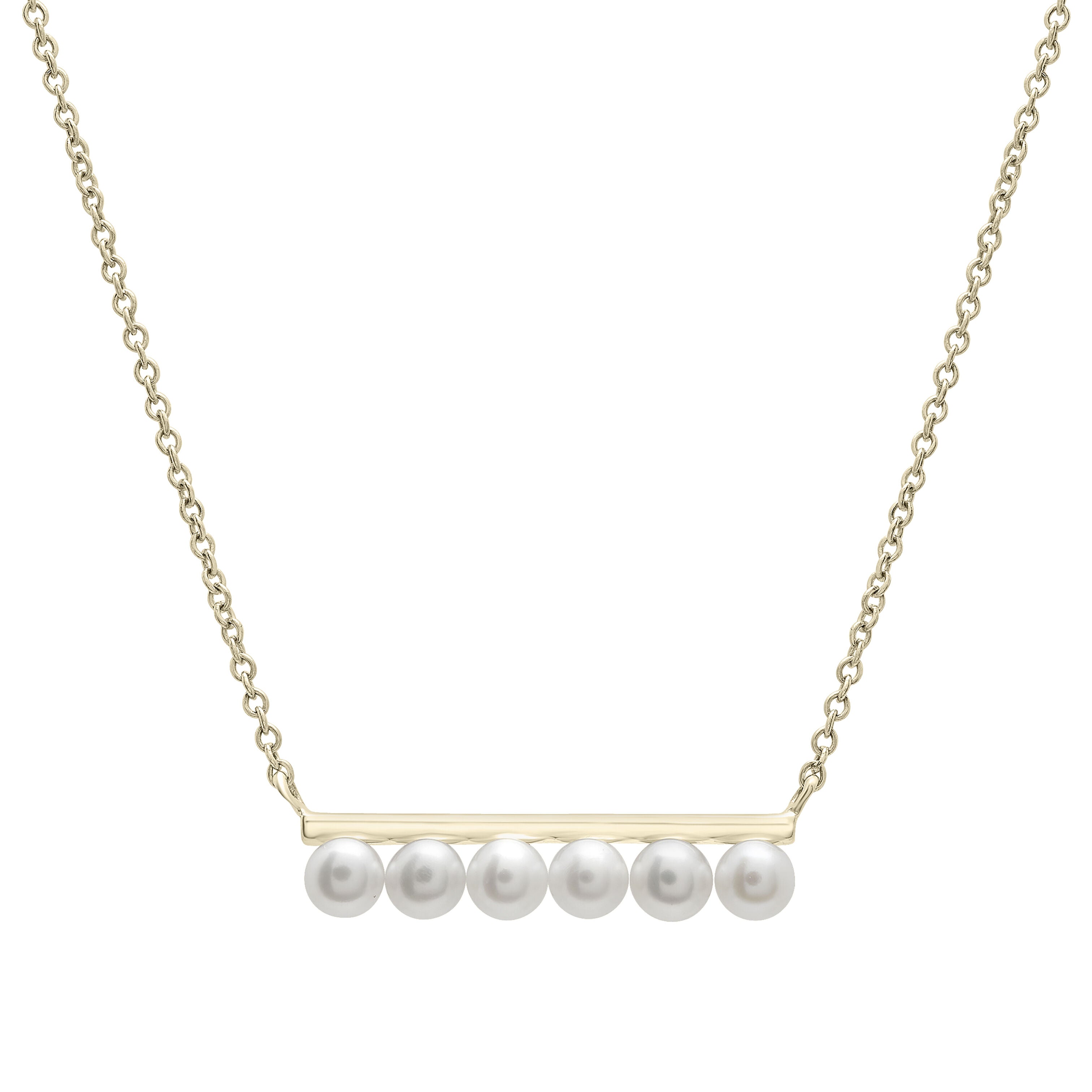 14K Yellow Gold Pearl Bar Necklace