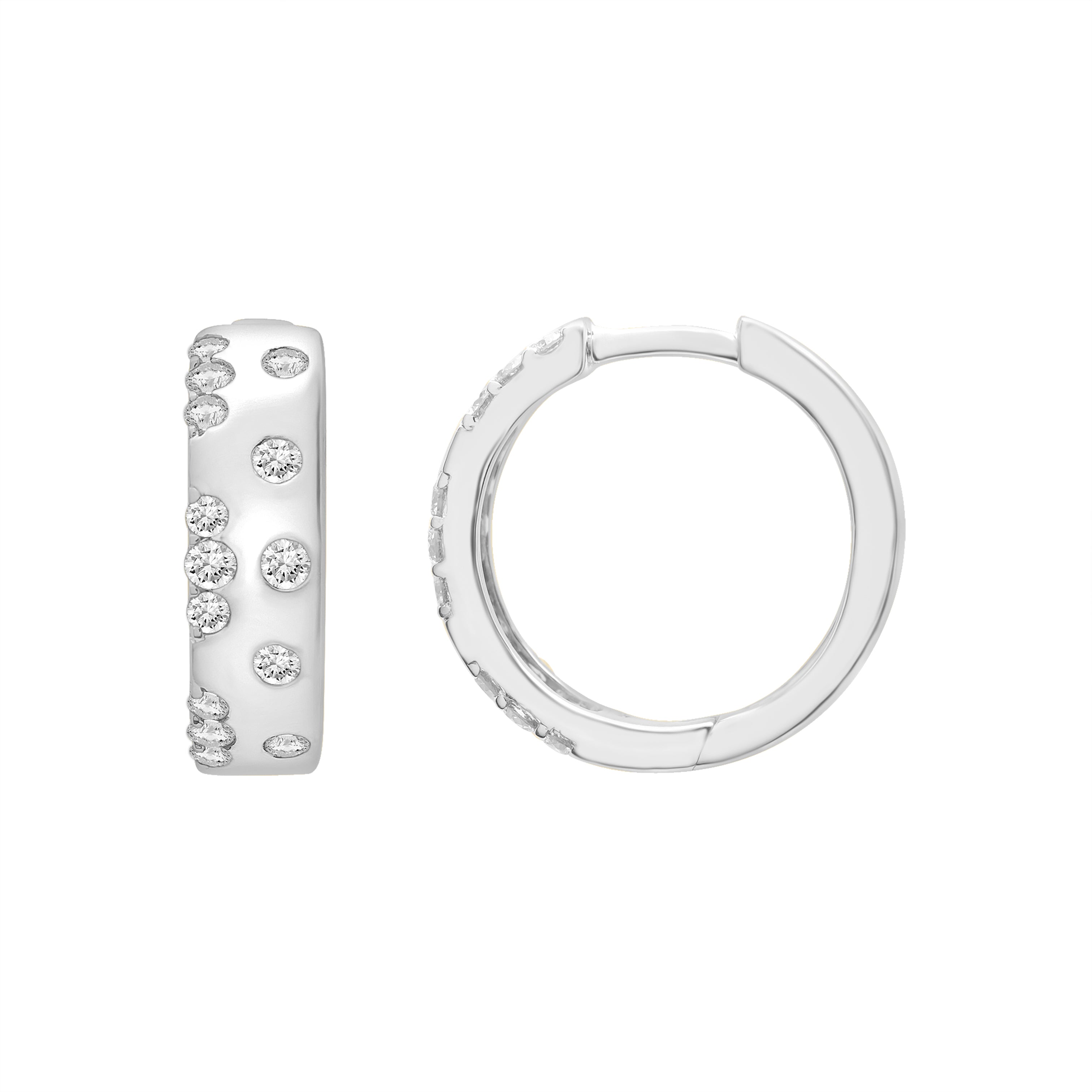 14K Gold Mini Chunky Diamond Scatter Hoop Earrings