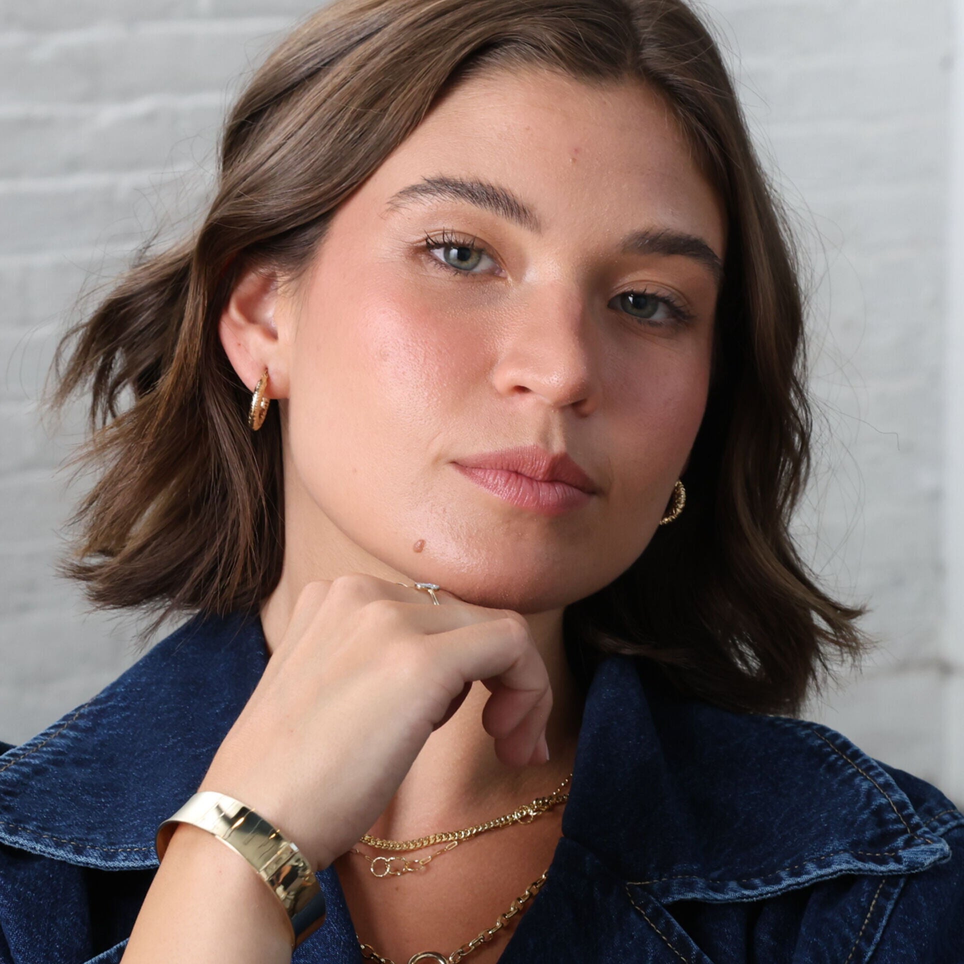 14K Gold Small Puffed Crumpled Hoops