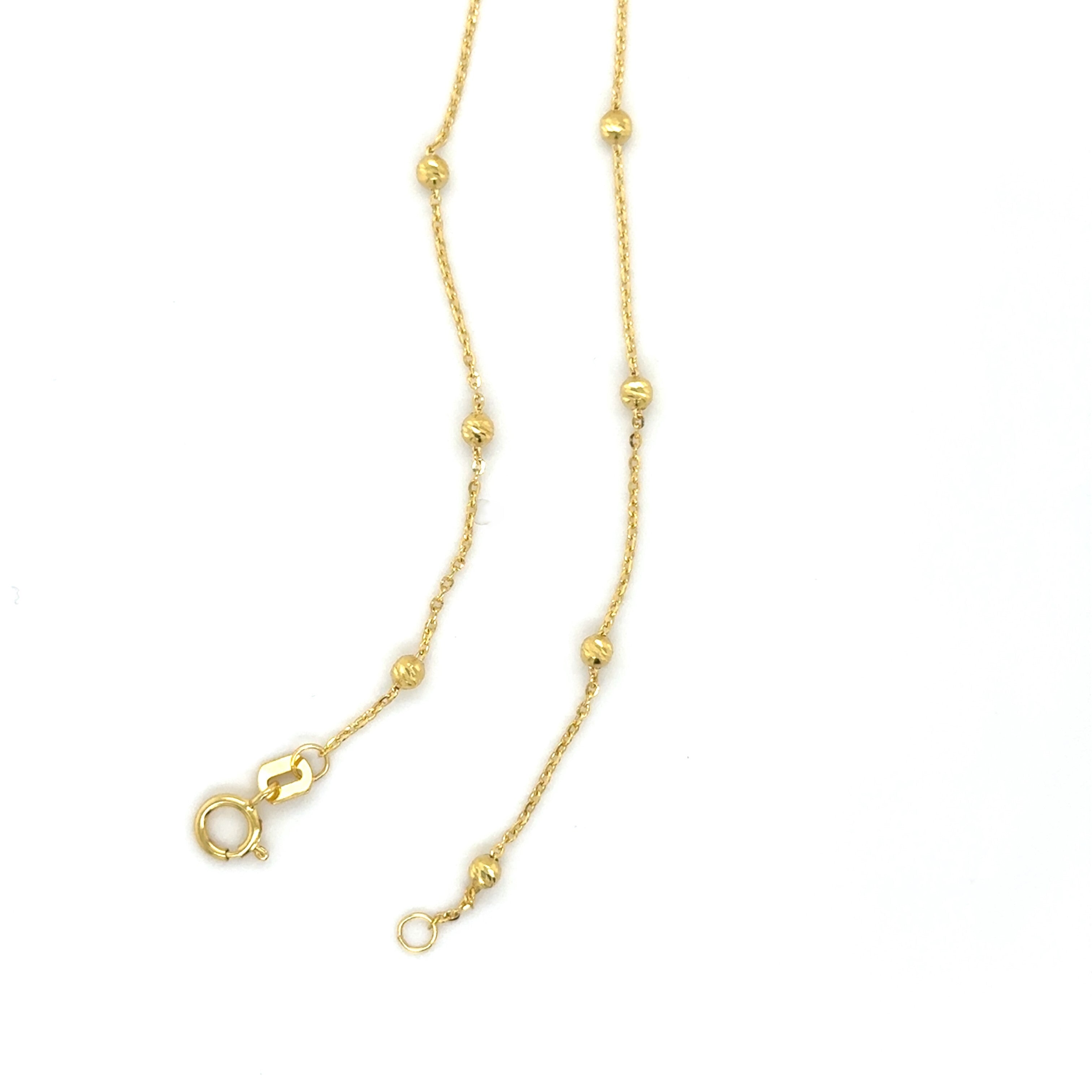 14K Gold Dainty Saturn Bead Necklace