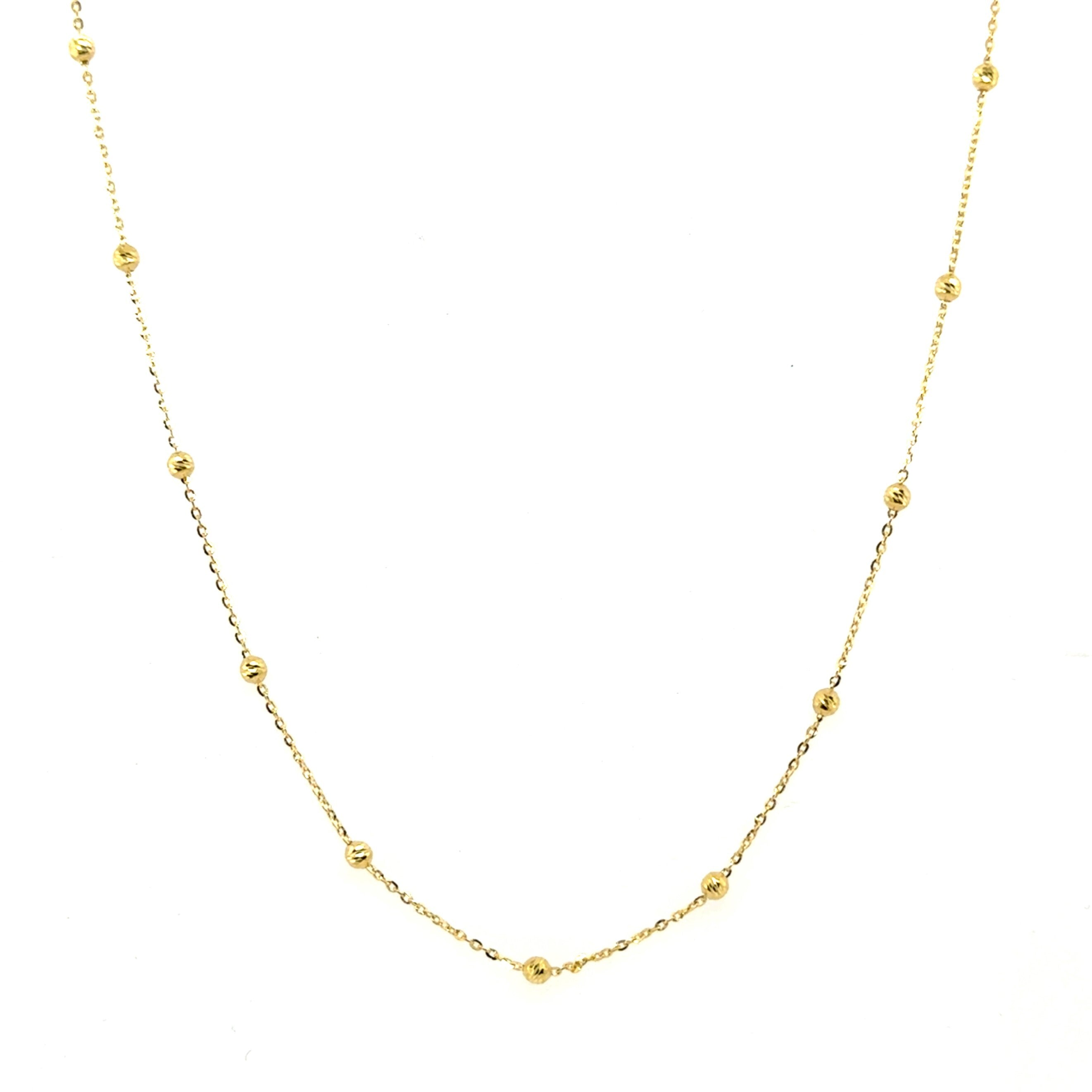 14K Gold Dainty Saturn Baed Necklace