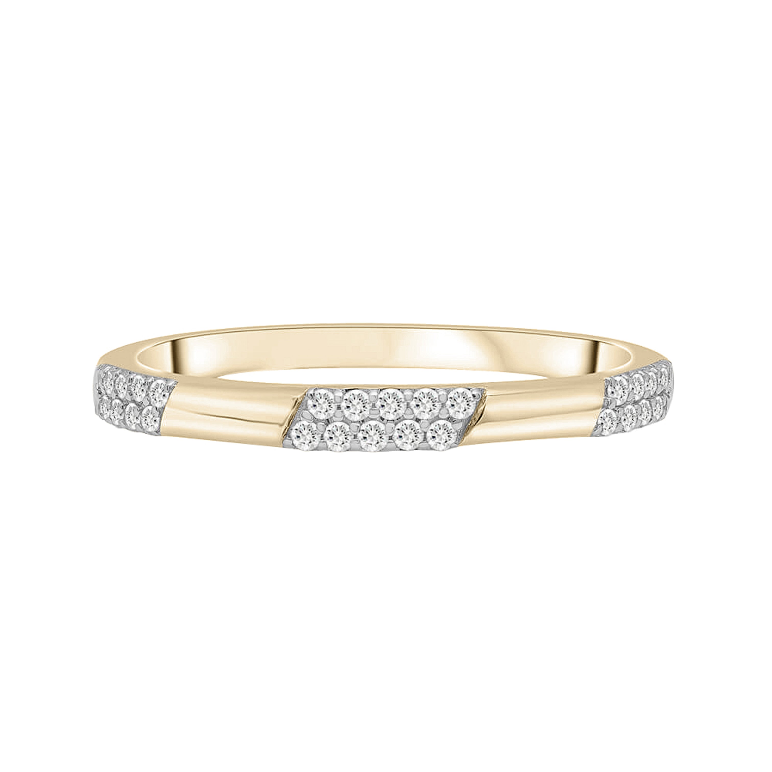 14K Gold Alternating Diamond Pavé Band Ring