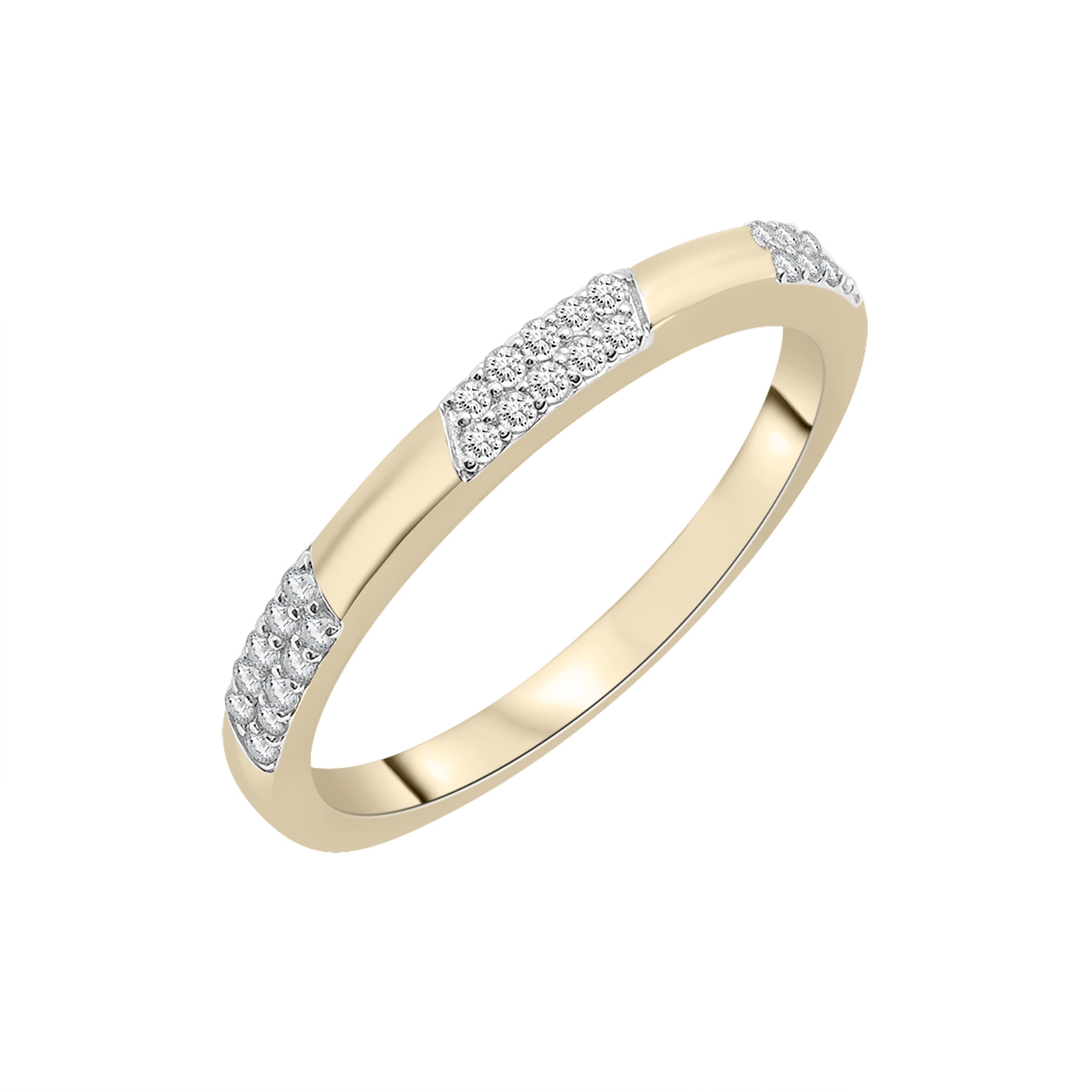 14K Gold Alternating Diamond Pavé Band Ring
