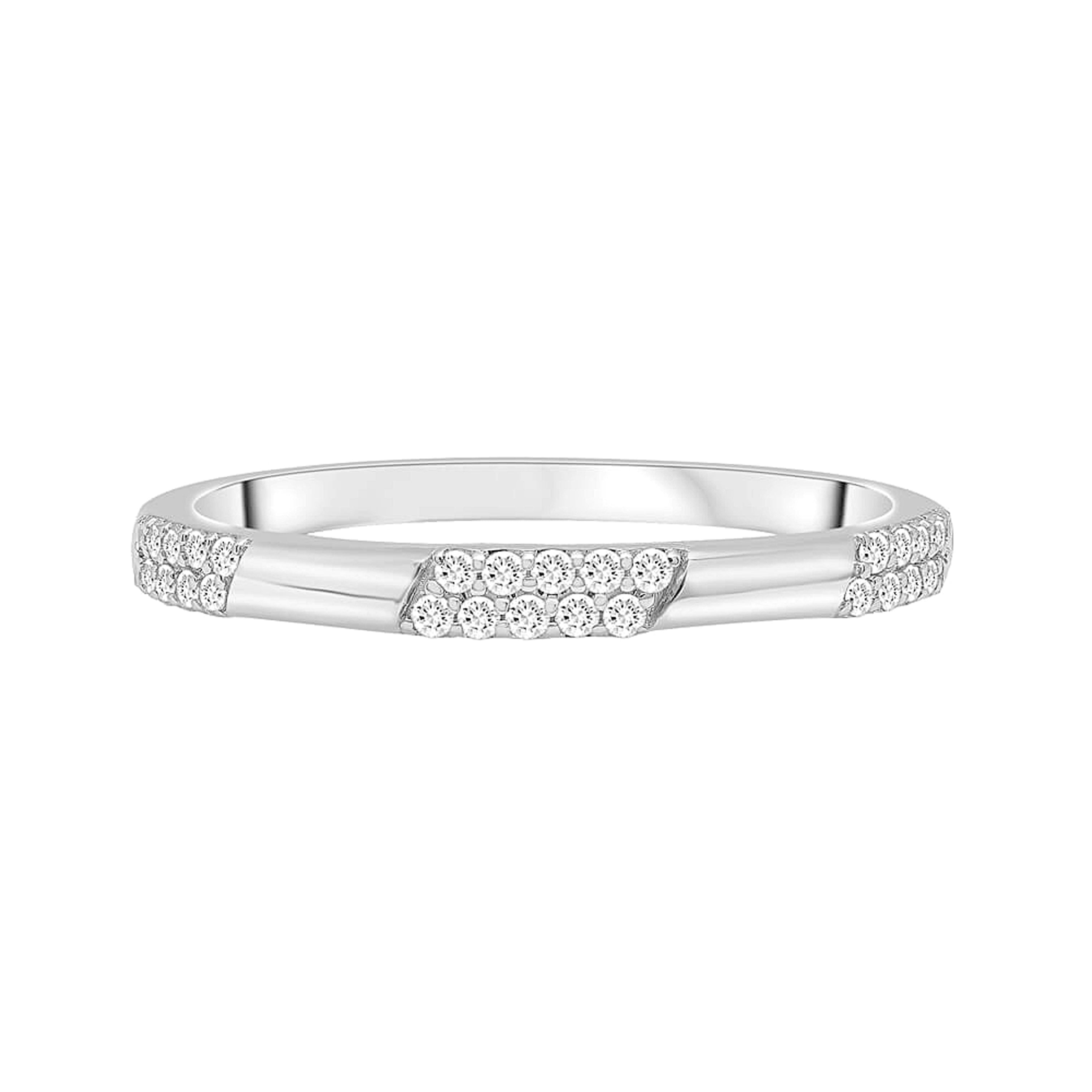 14K Gold Alternating Diamond Pavé Band Ring
