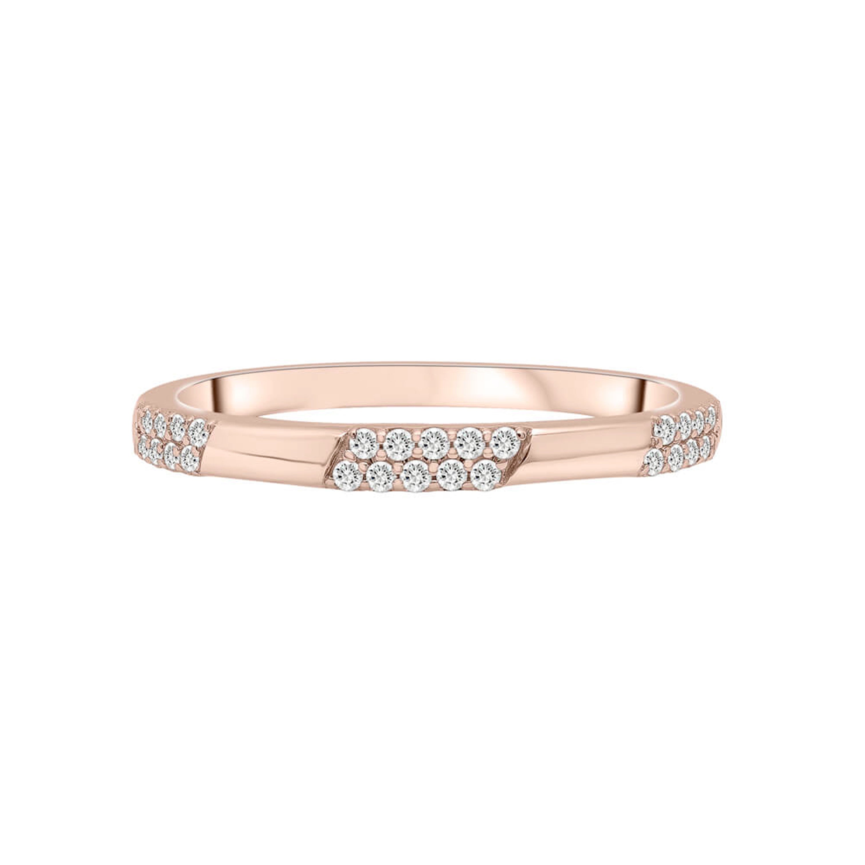 14K Gold Alternating Diamond Pavé Band Ring