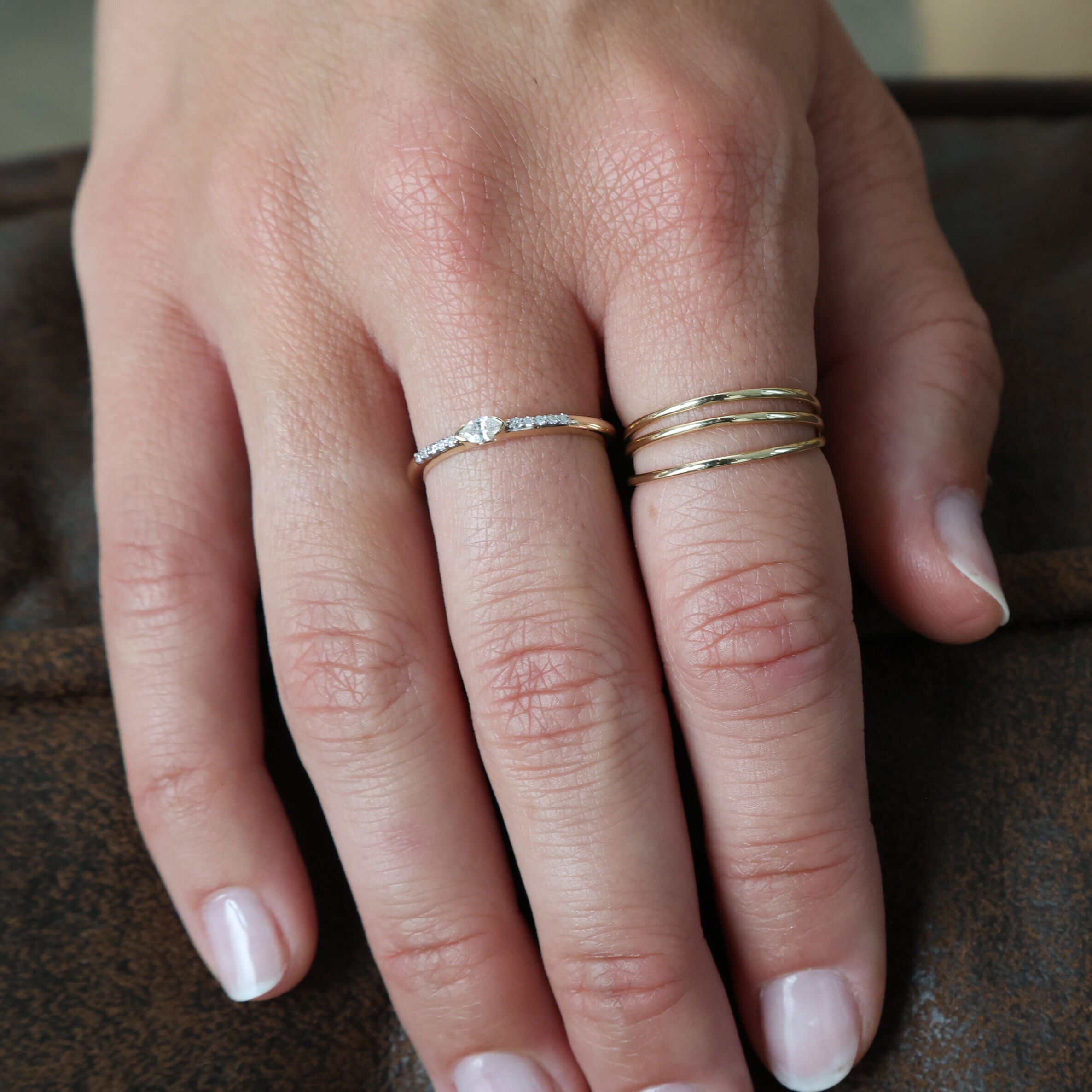 Marquise Diamond Channel Ring In 14K Gold