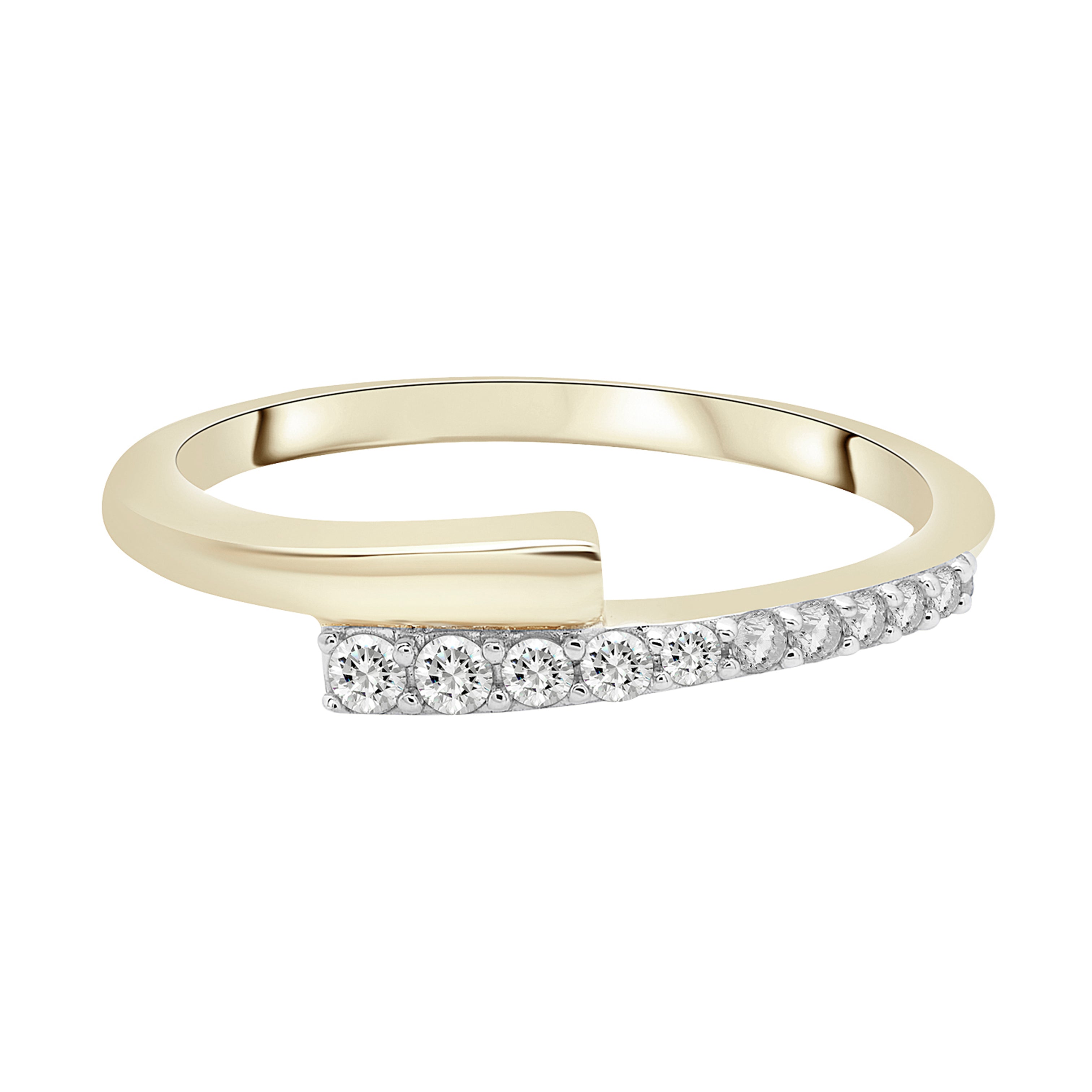 14K Gold Diamond Bypass Ring