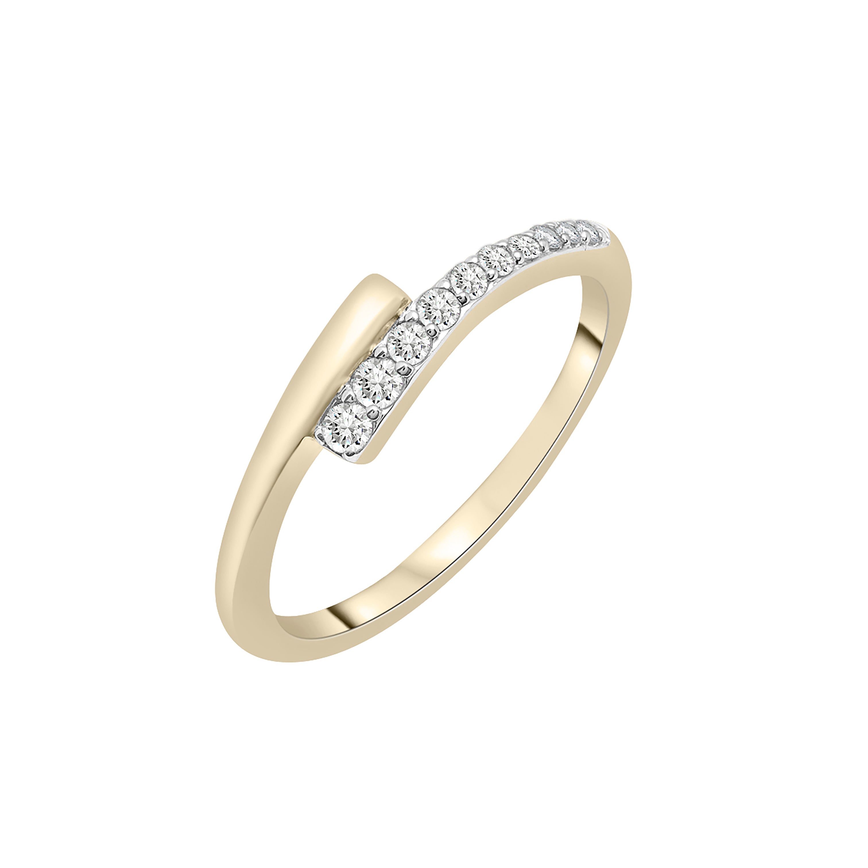 14K Gold Diamond Bypass Ring