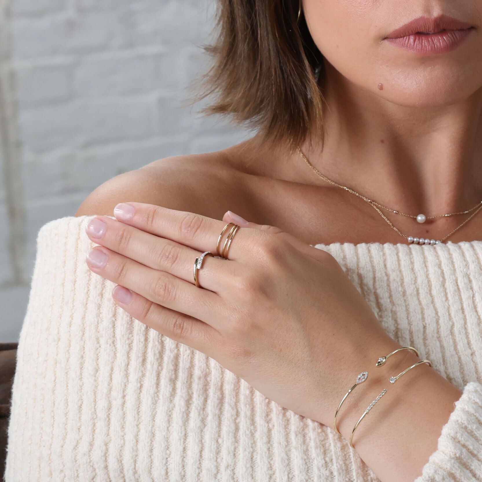14K Gold Diamond Bypass Ring
