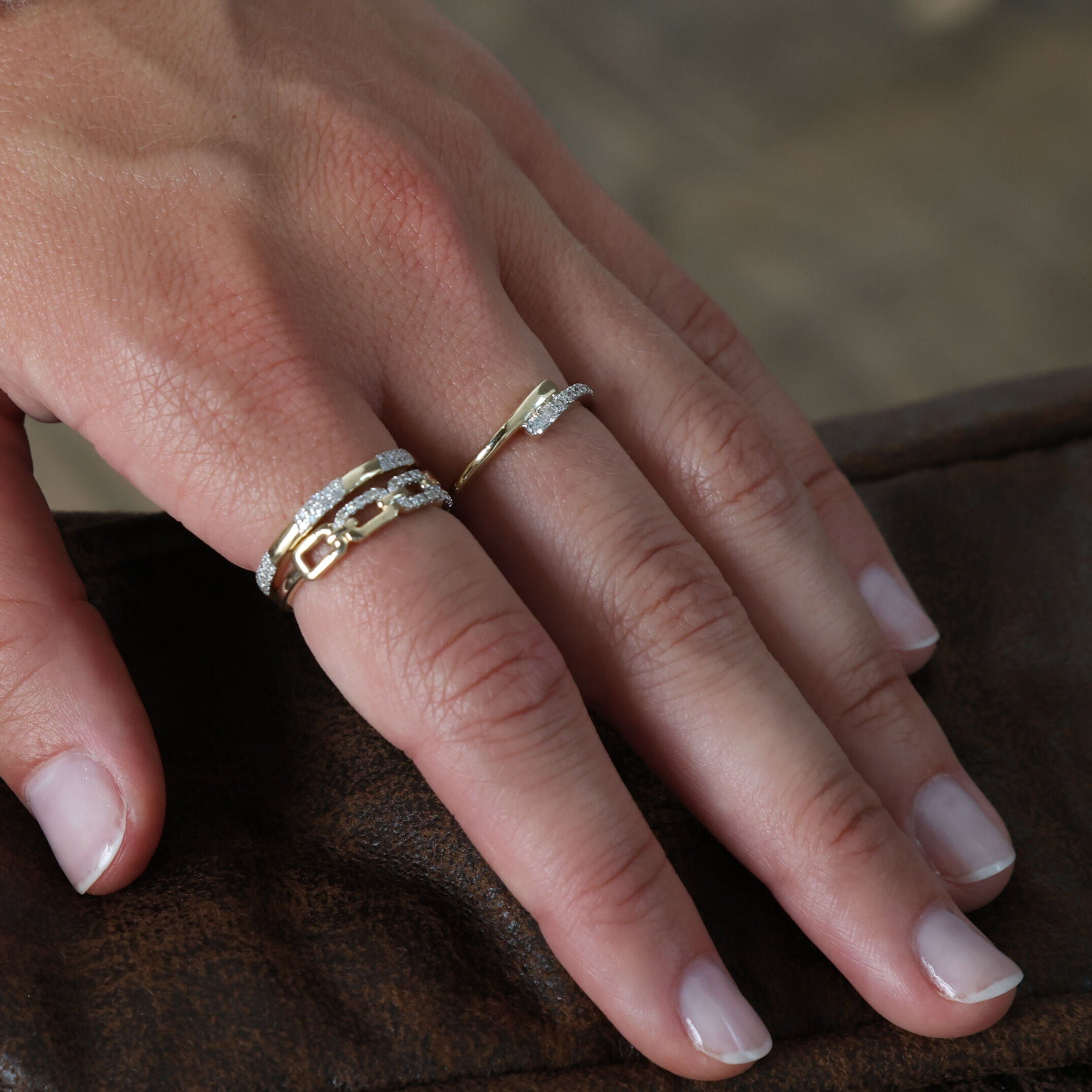 14K Gold Diamond Bypass Ring