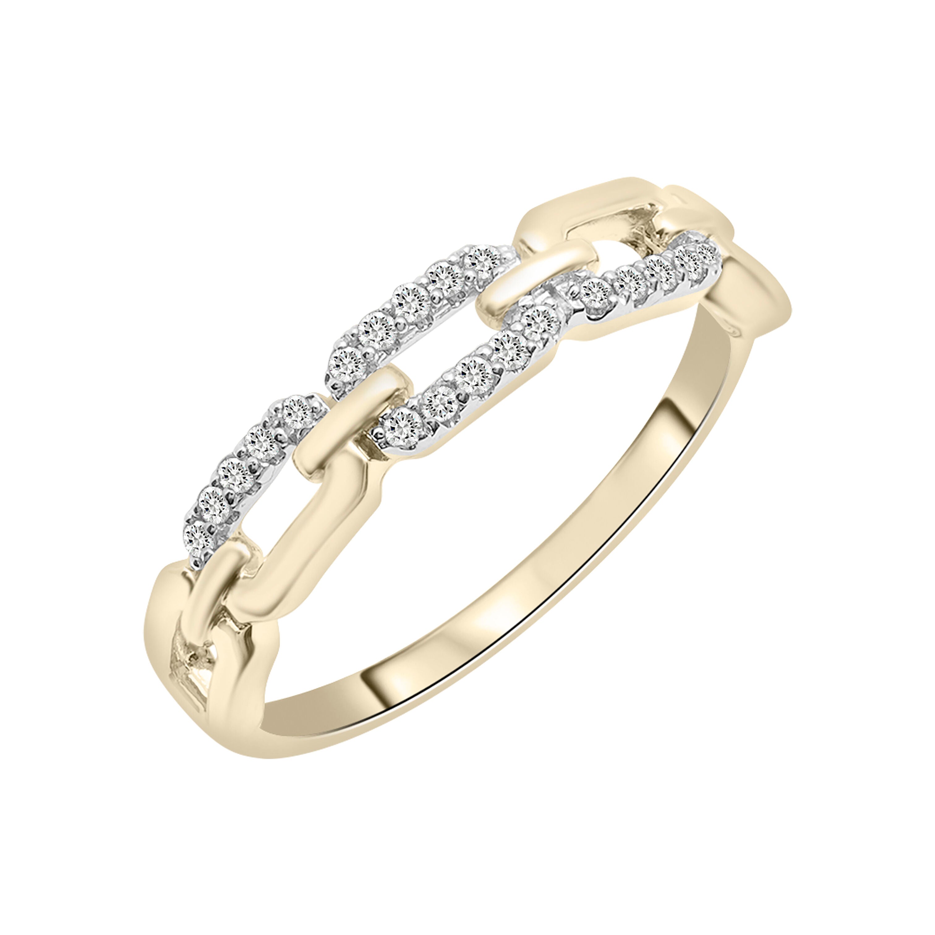 Diamond Pave Link Ring In 14K Gold