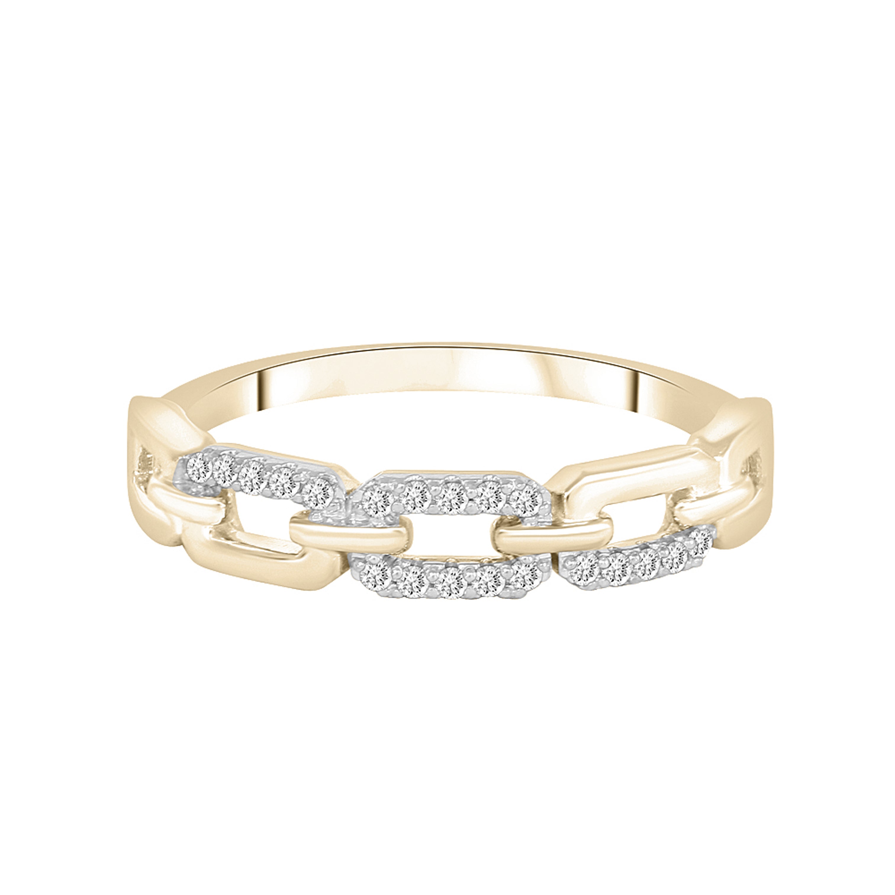 Diamond Pave Link Ring In 14K Gold