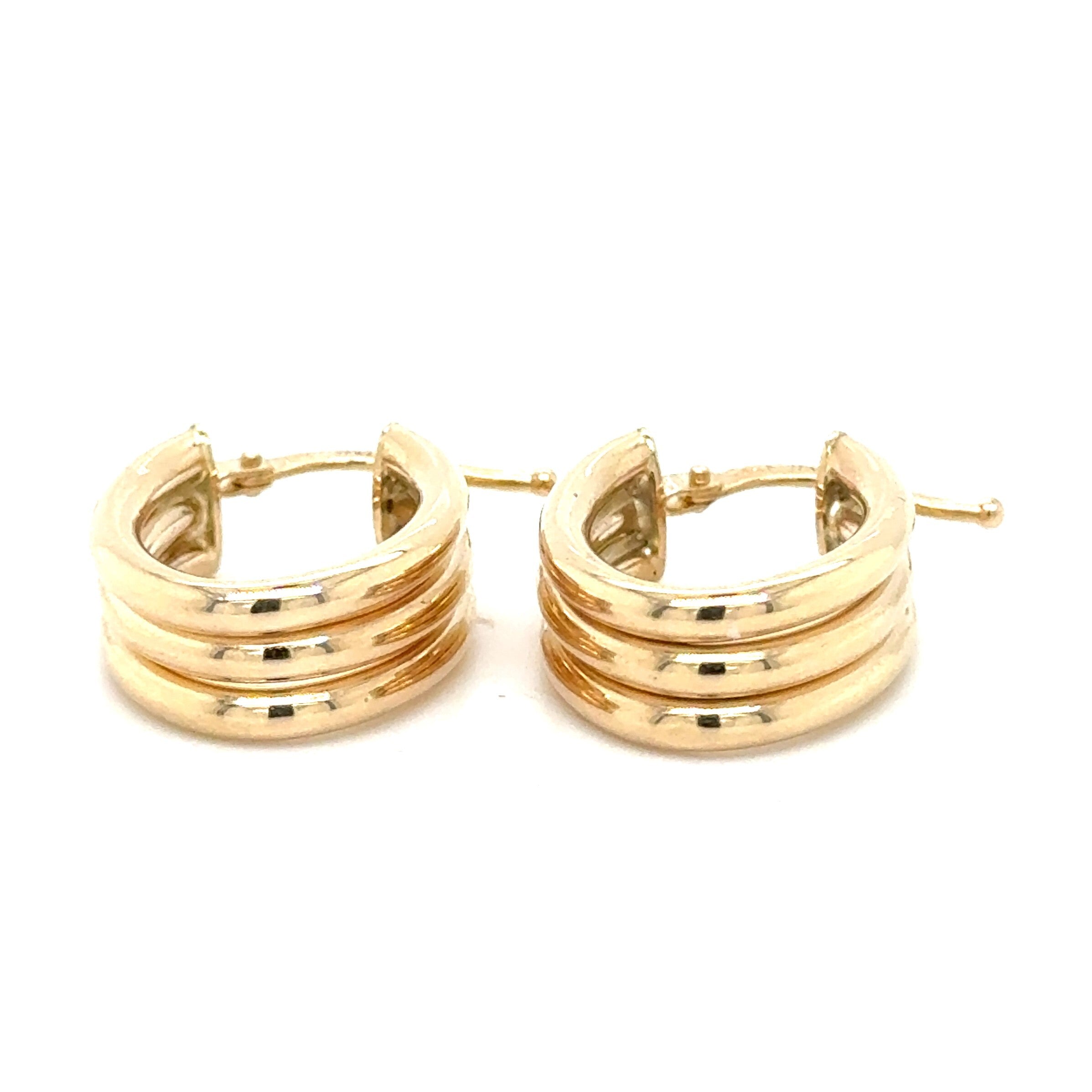 14K Gold Triple Row Oval Hoops