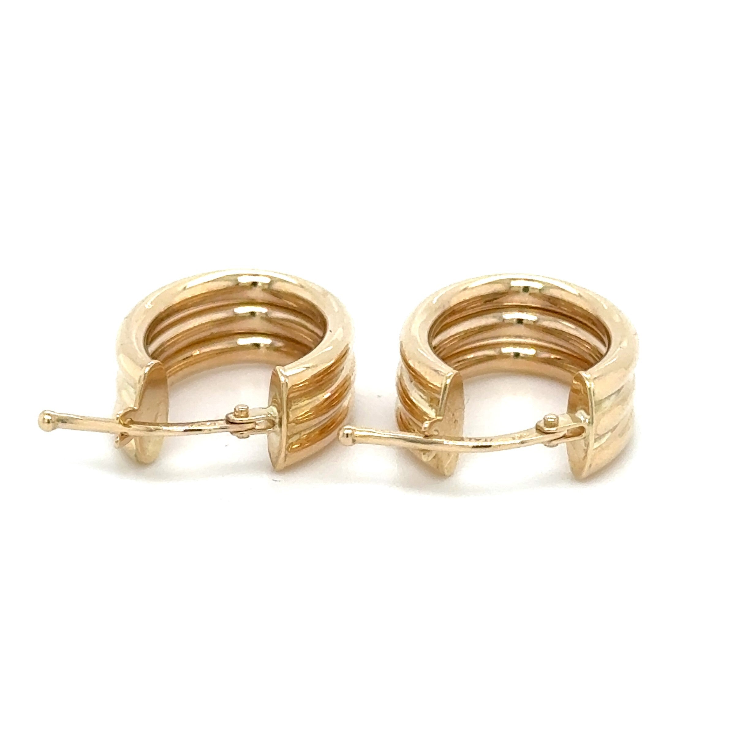 14K Gold Triple Row Oval Hoops
