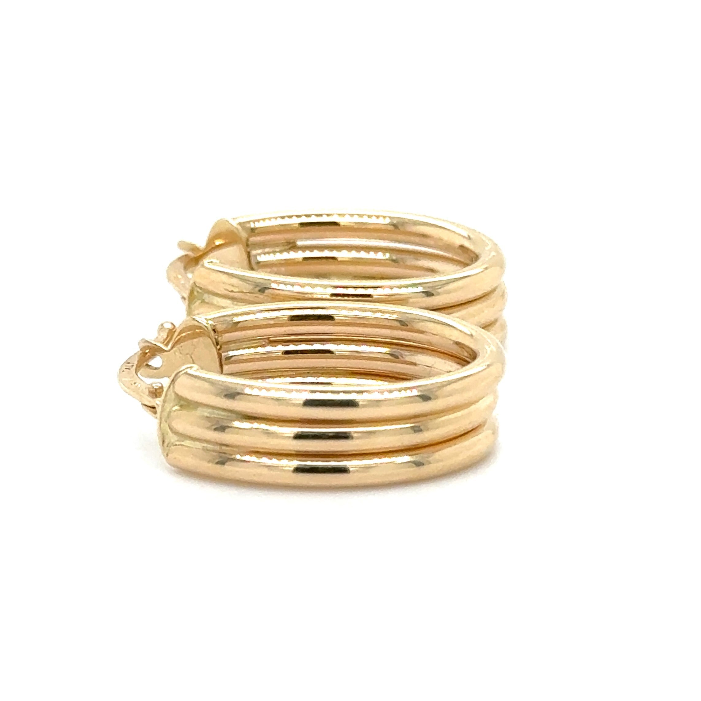 14K Gold Triple Row Oval Hoops