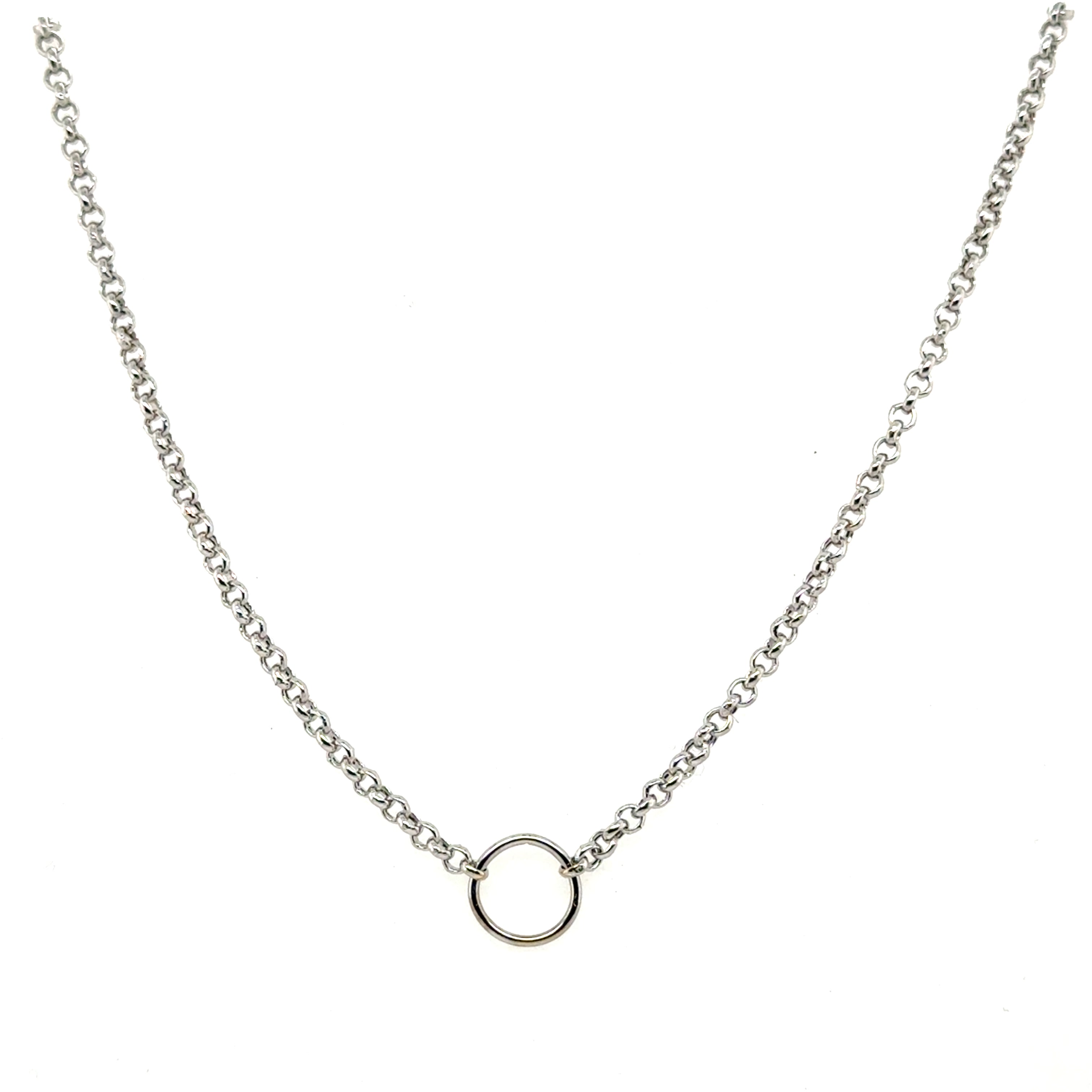 14K Gold O-Ring Rolo Necklace: Yellow, White or Two Tone Gold