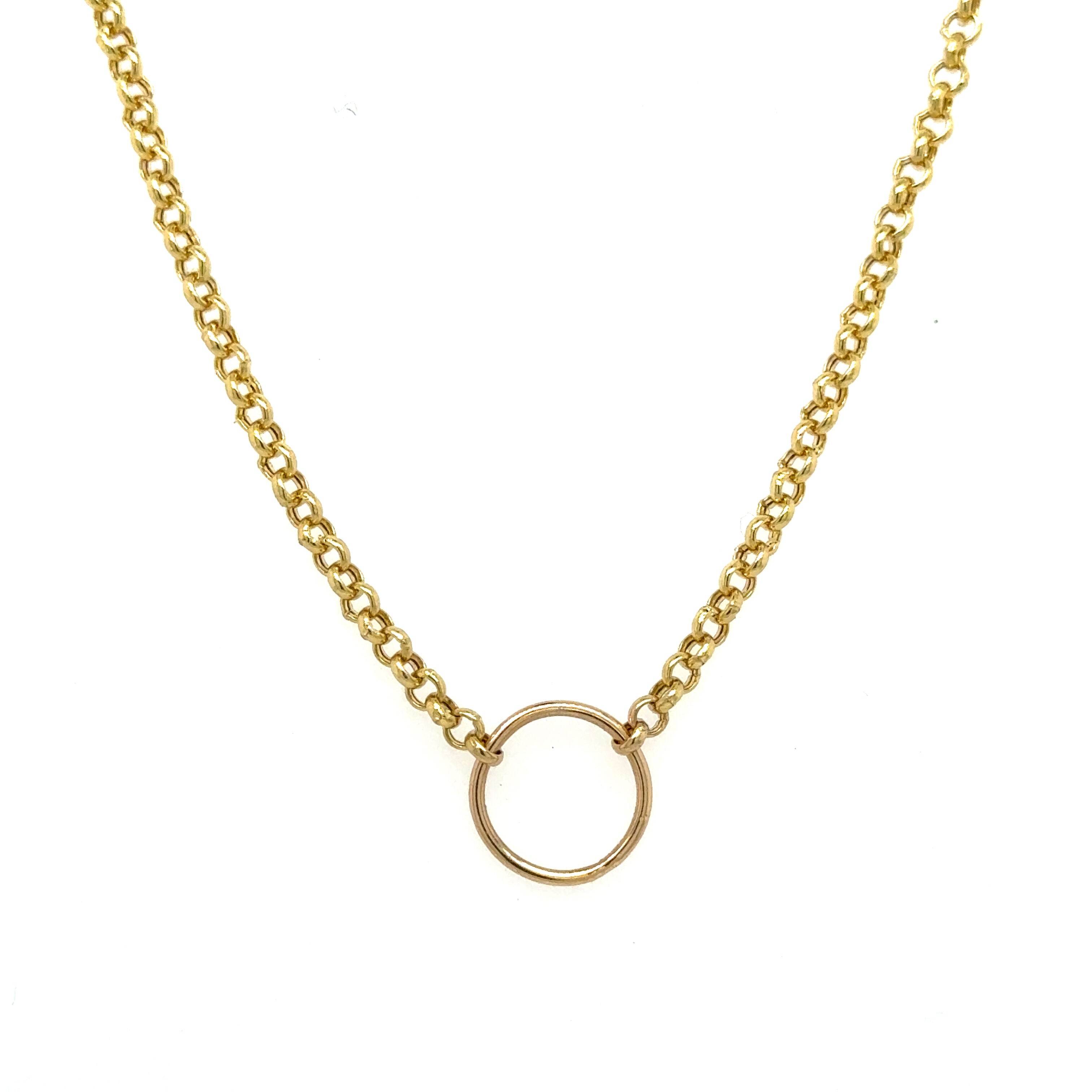 14K Gold O-Ring Rolo Necklace: Yellow, White or Two Tone Gold
