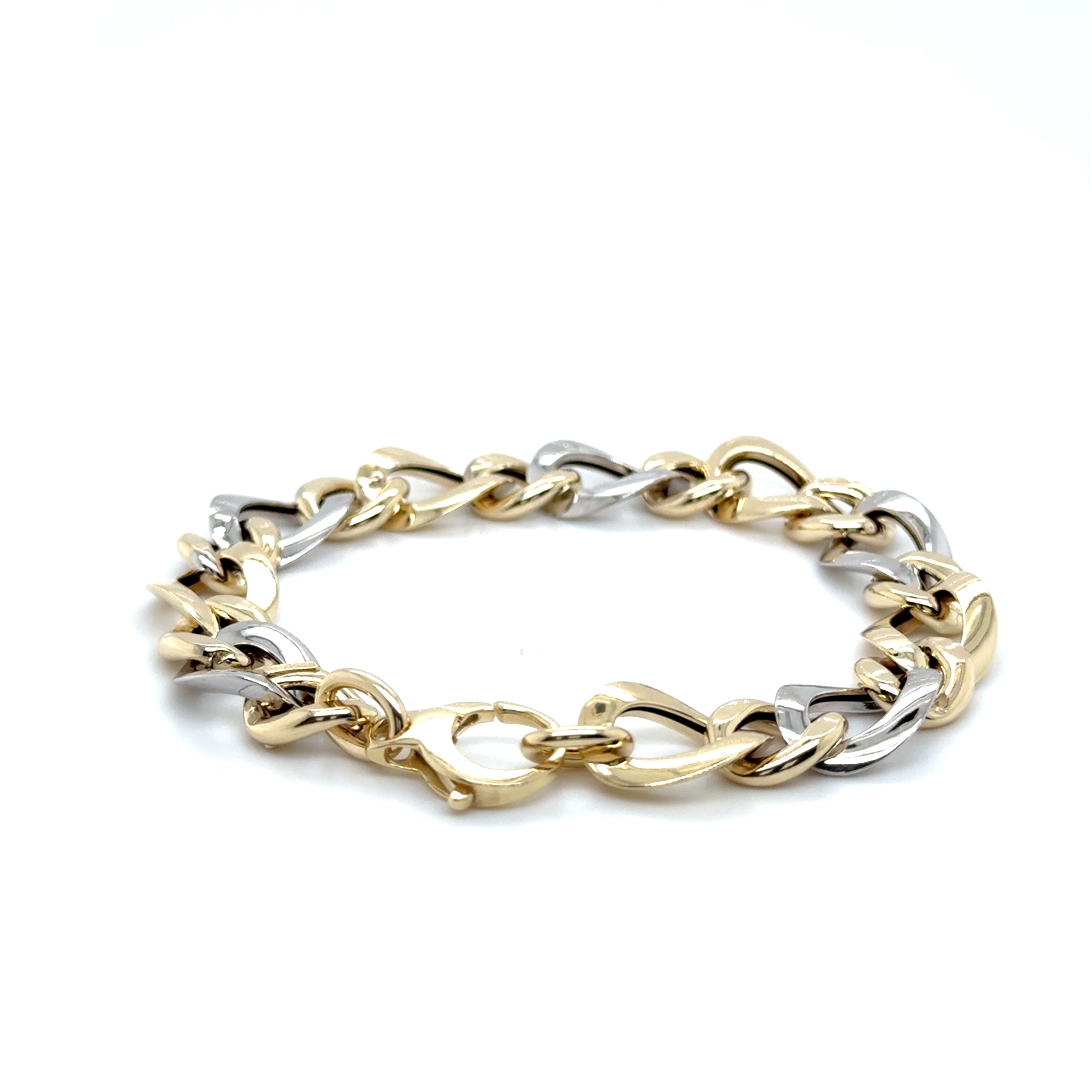 14K Solid Two Tone Gold Twist Link Bracelet – Chunky, Durable, Elegant