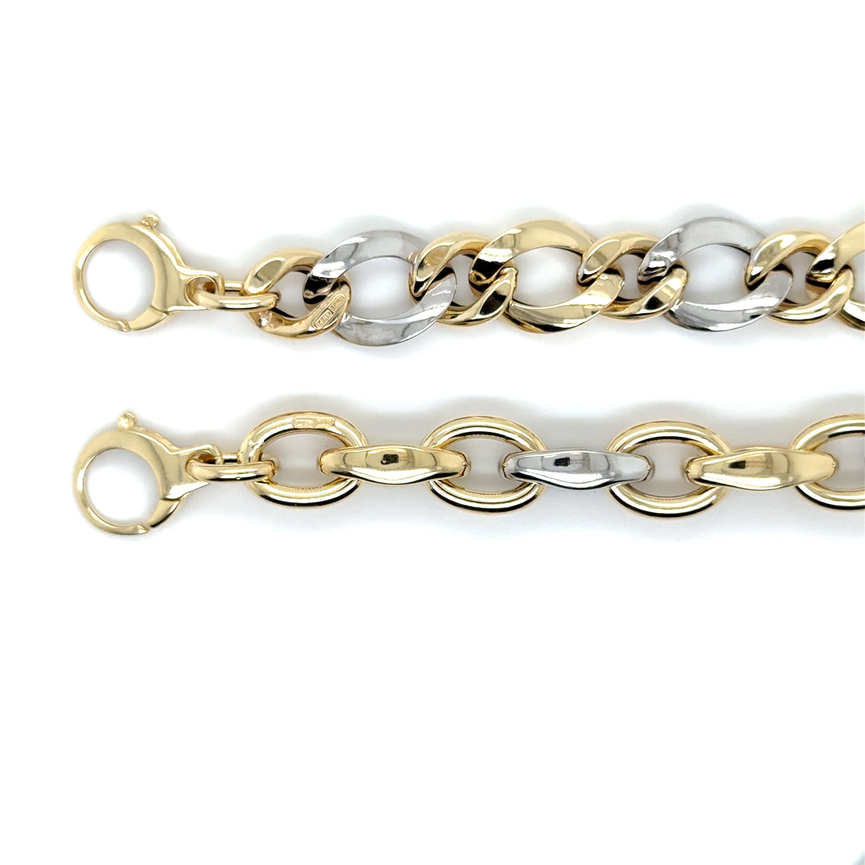 14K Solid Two Tone Gold Twist Link Bracelet – Chunky, Durable, Elegant