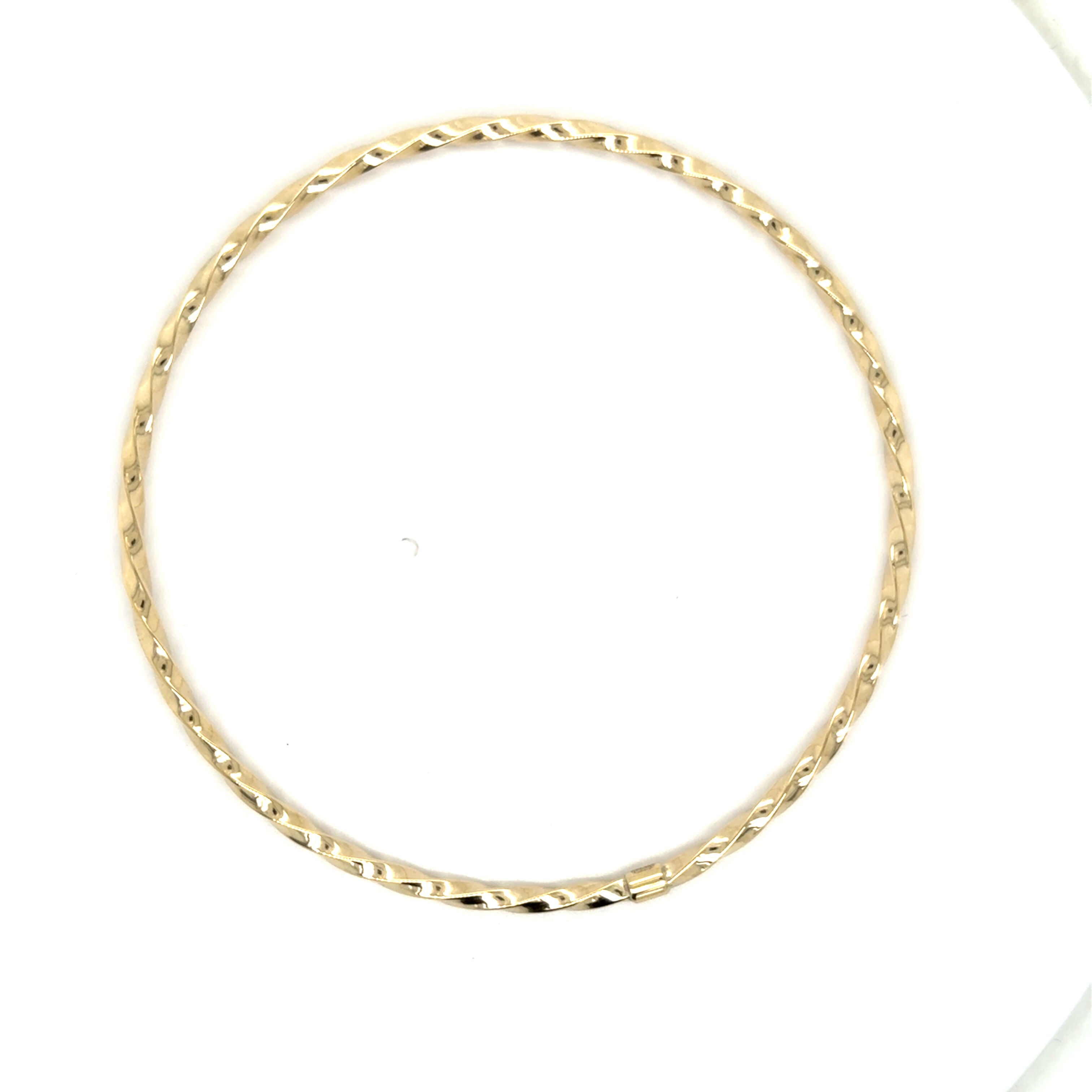 14K Solid Yellow Gold Twist Bangle Bracelet – Elegant, Lightweight, Timeless