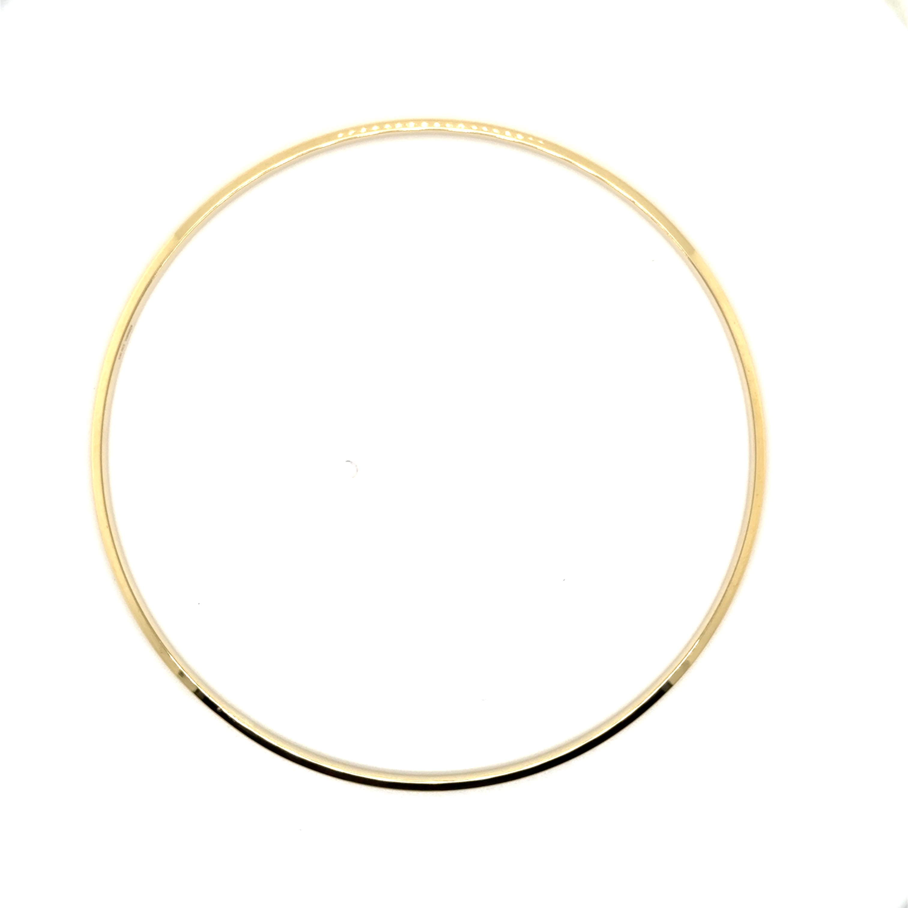 14K Solid Yellow Gold Slip-On Bangle Bracelet – Grooved, Polished, Elegant
