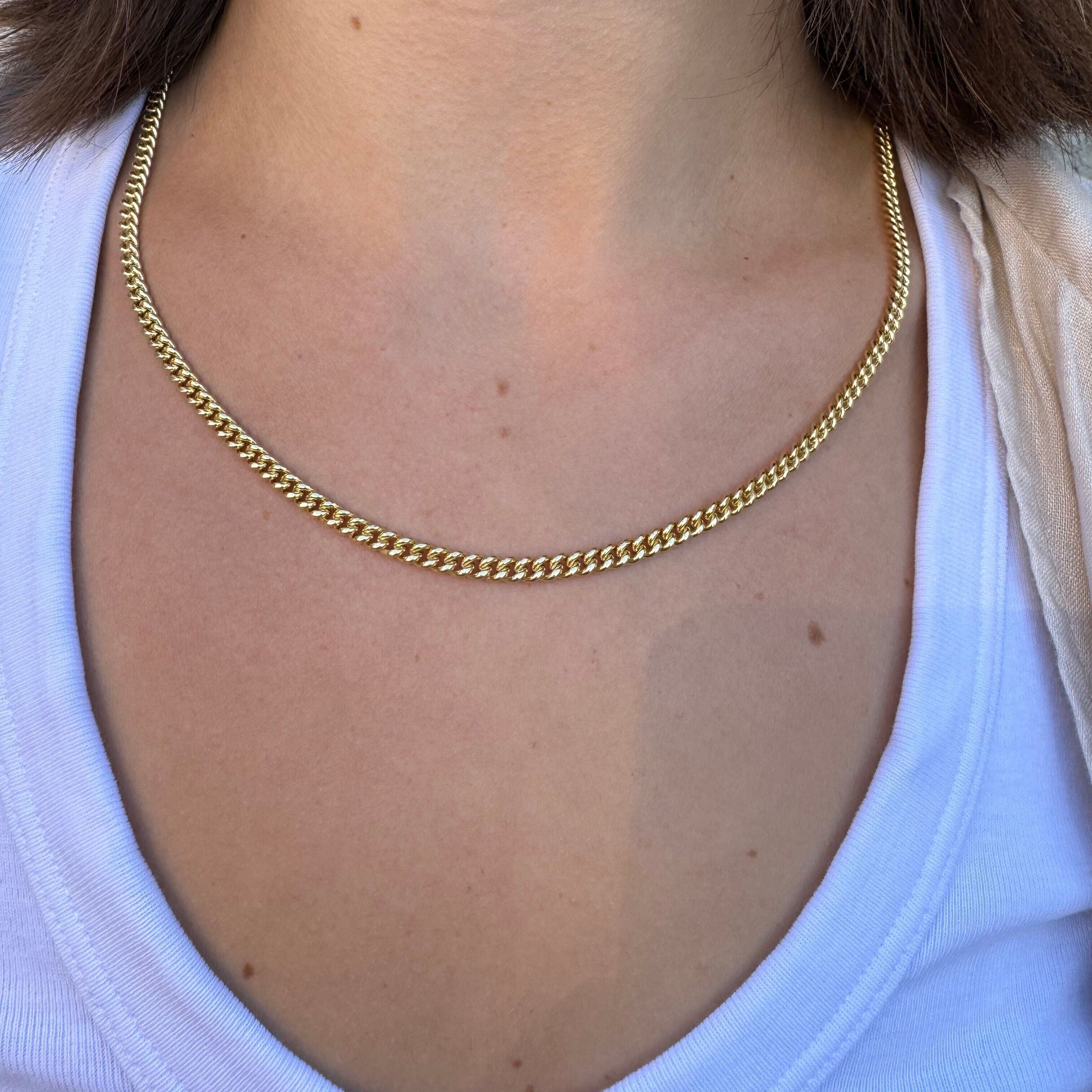 14K Gold Puffed Curb Link Necklace
